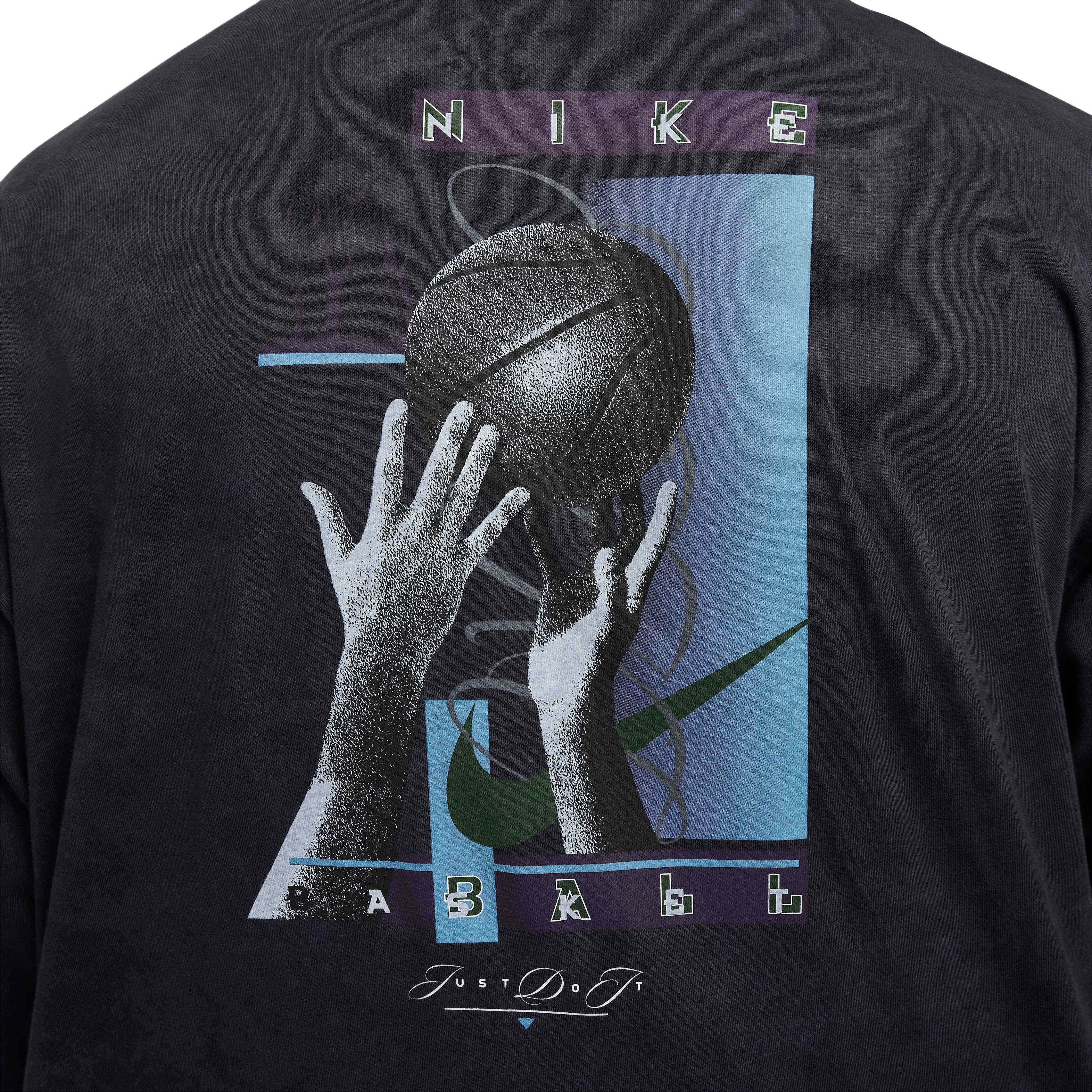 Nike Men's Max90 Long Sleeve Basketball T-Shirt - BLACK Thumbnail View 5