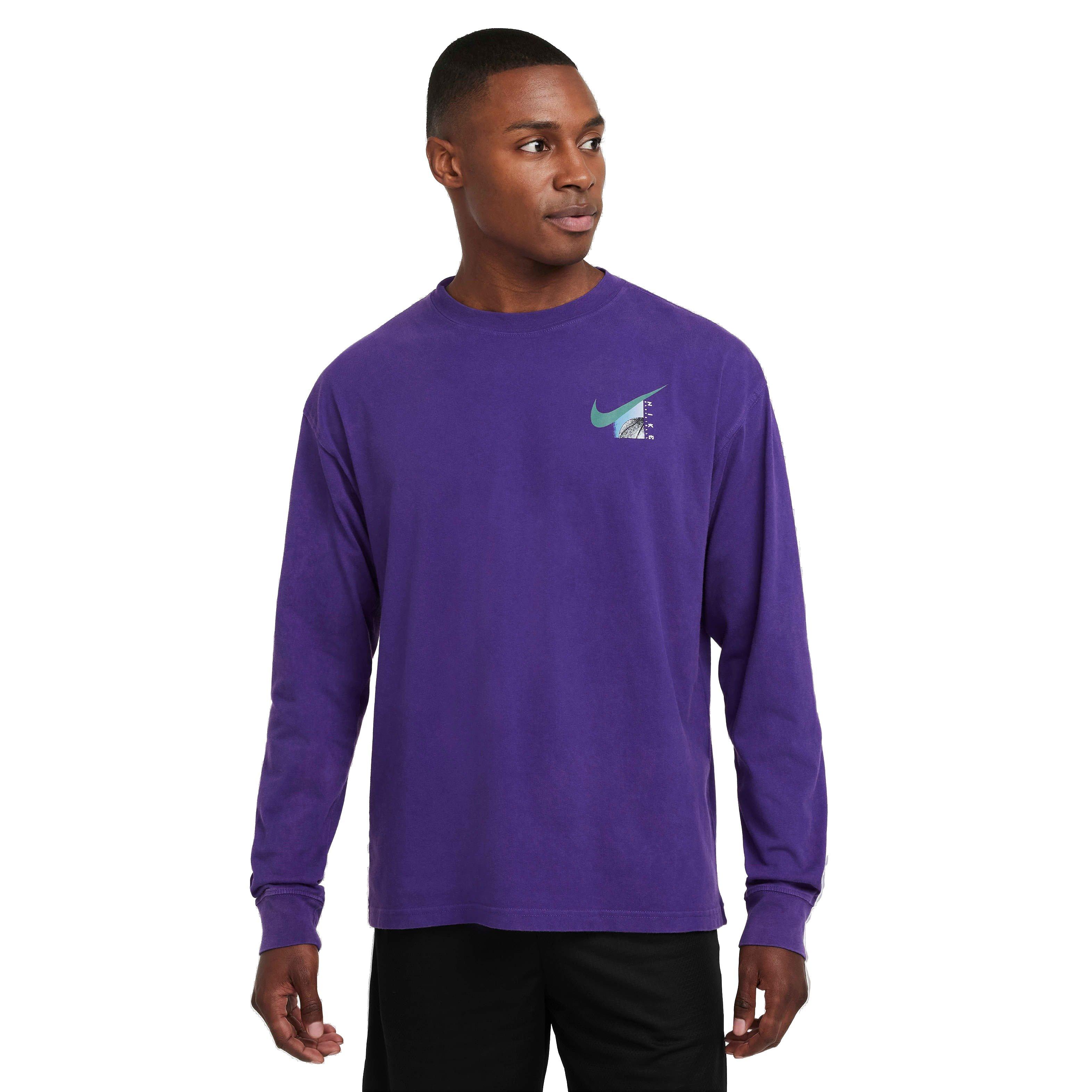 Nike Men's Max90 Long Sleeve Basketball T-Shirt - PURPLE Thumbnail View 1