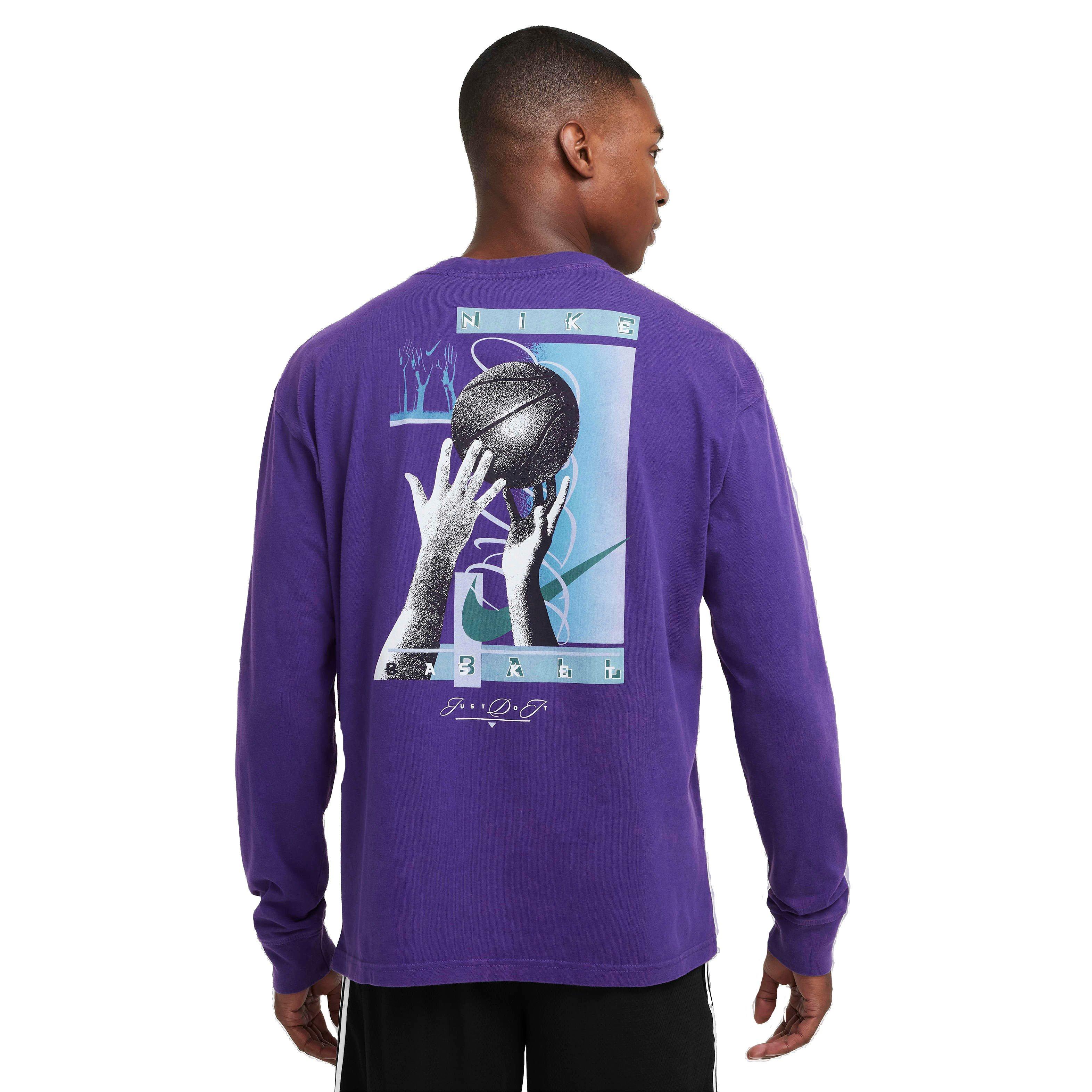 Nike Men's Max90 Long Sleeve Basketball T-Shirt - PURPLE Thumbnail View 2