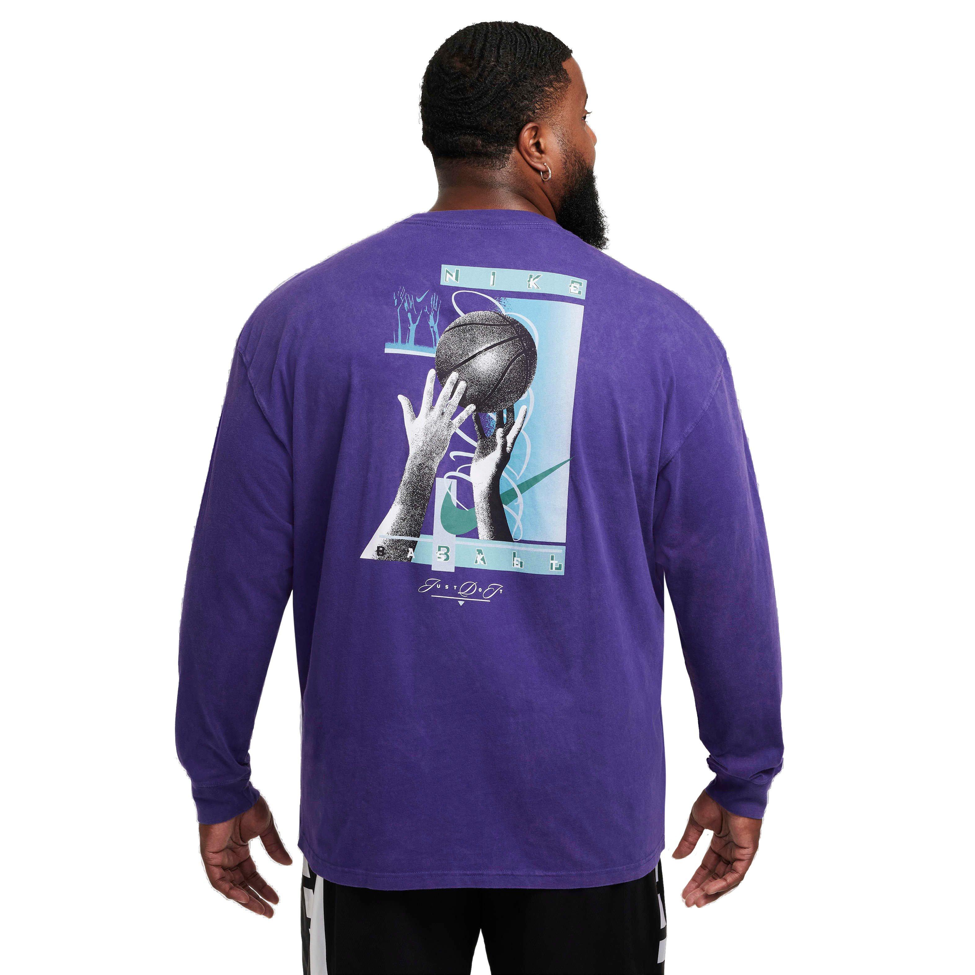 Nike Men's Max90 Long Sleeve Basketball T-Shirt - PURPLE Thumbnail View 7