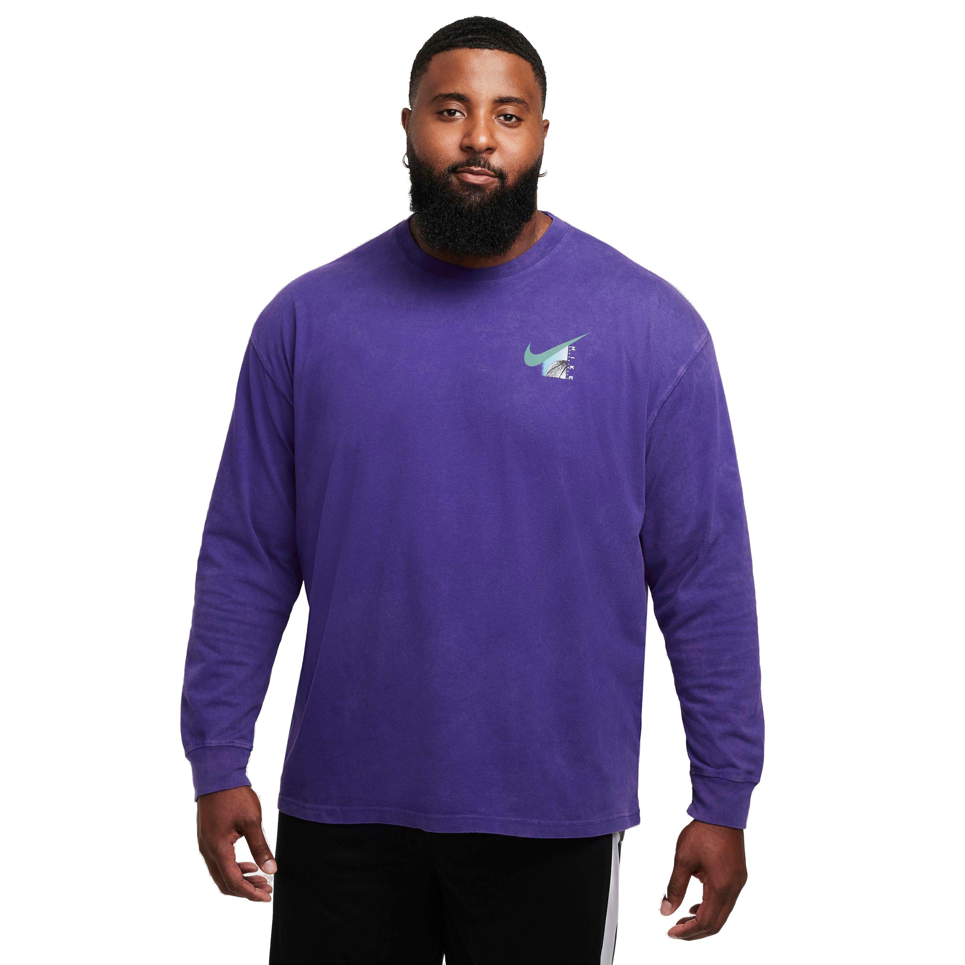 Nike Men's Max90 Long Sleeve Basketball T-Shirt - PURPLE Thumbnail View 8