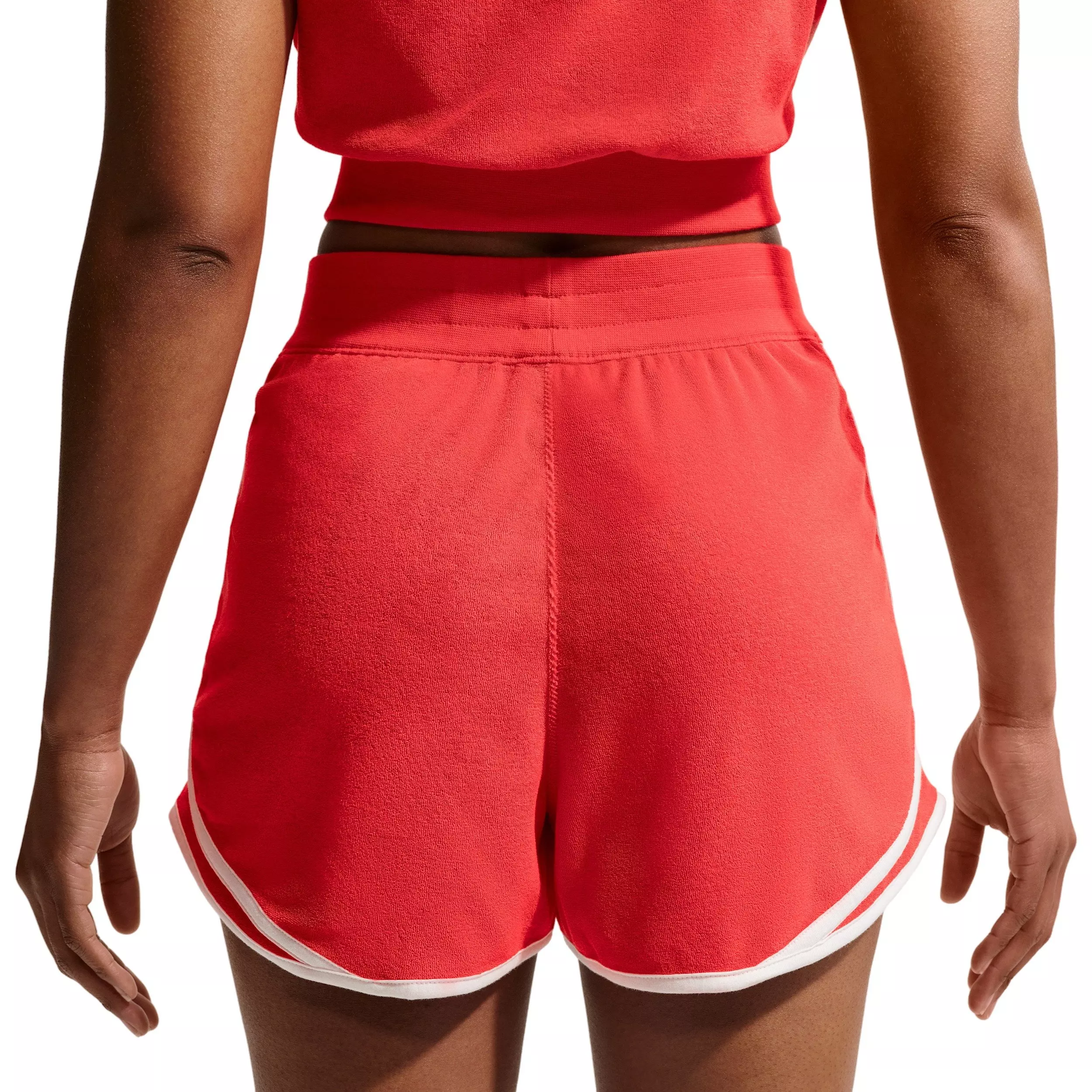 Nike Women's Sportswear Chill Terry Mid-Rise Shorts - LIGHT CRIMSON/WHITE
