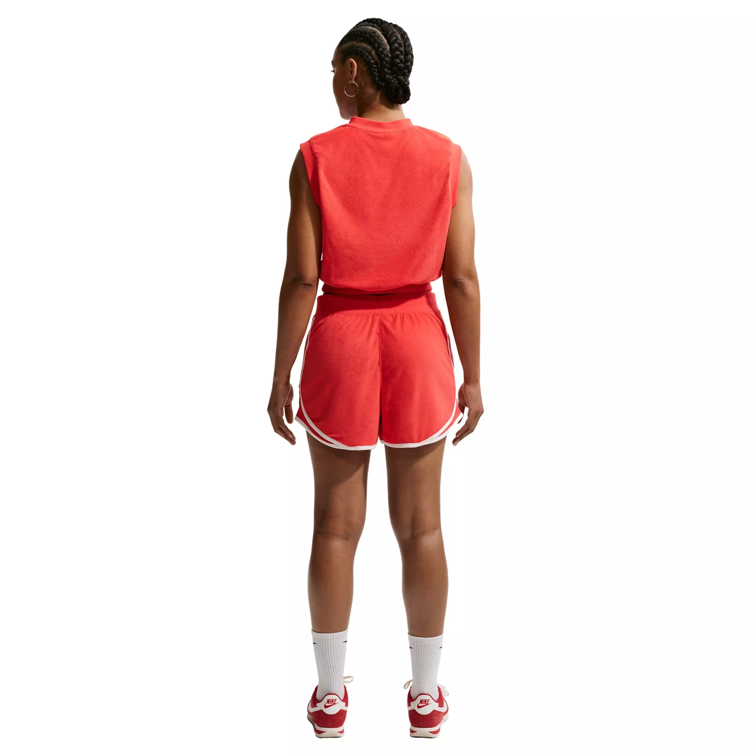 Nike Women's Sportswear Chill Terry Mid-Rise Shorts - LIGHT CRIMSON/WHITE