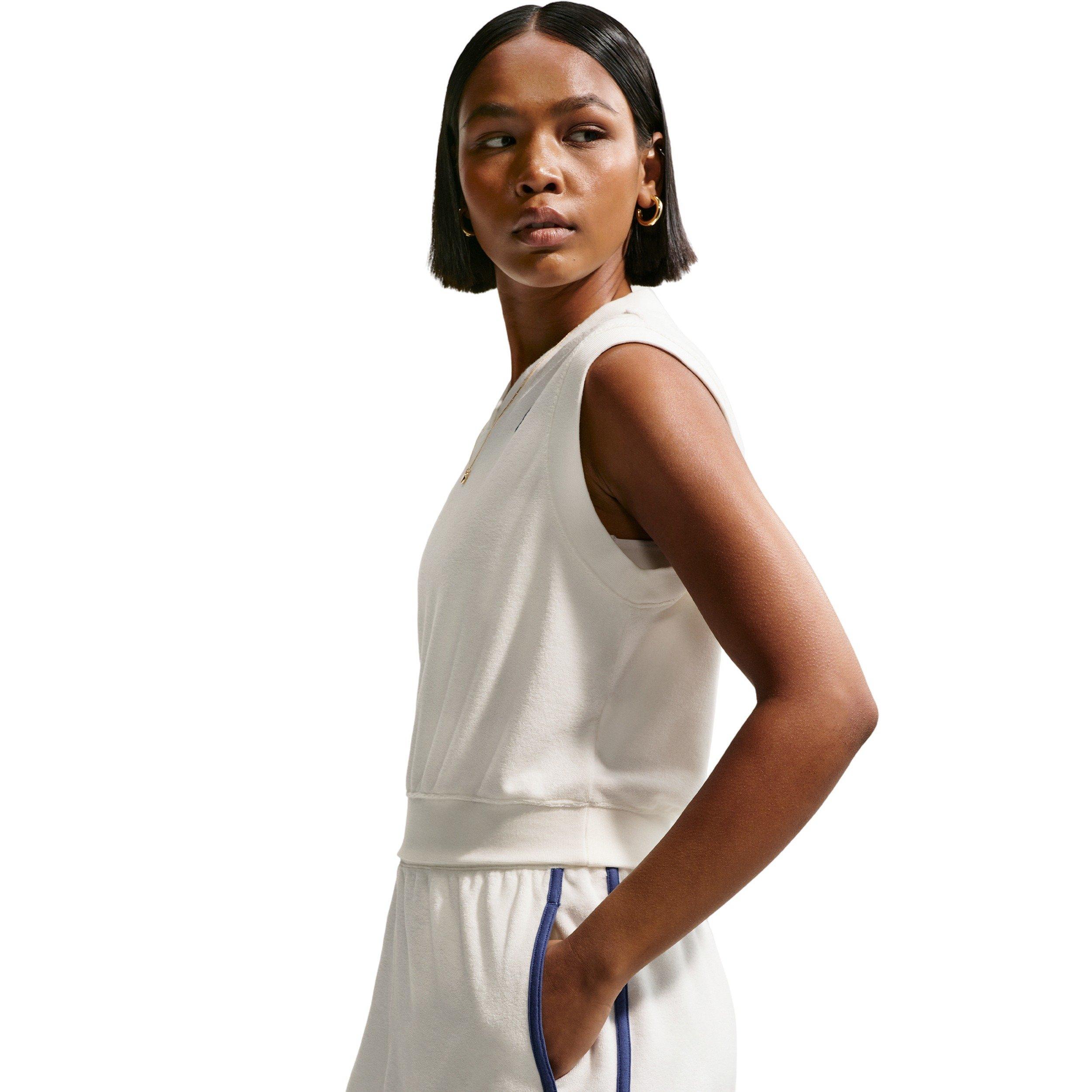 Nike Women's Sportswear Chill Terry Mid-Rise Shorts - WHITE/NAVY Thumbnail View 3