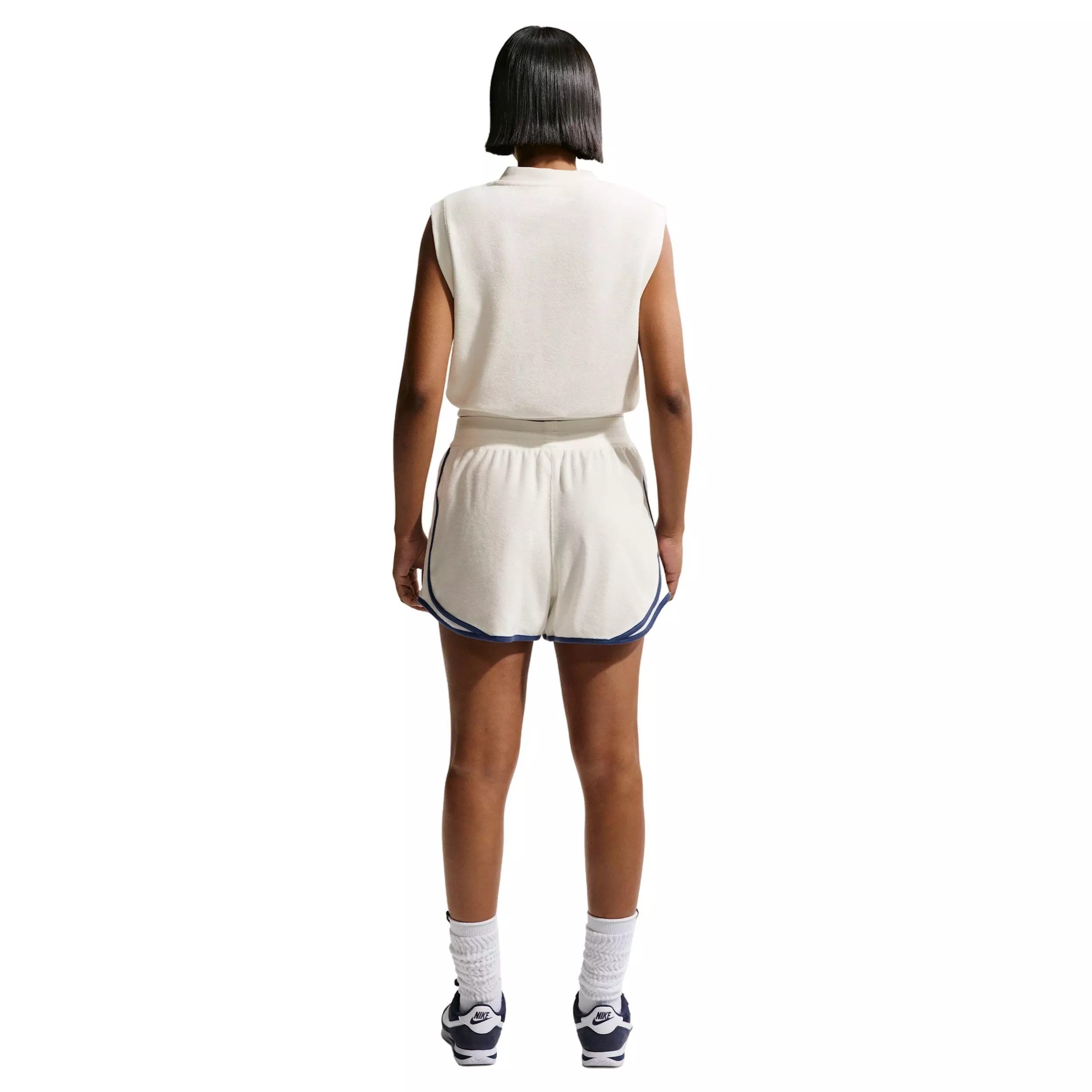 Nike Women's Sportswear Chill Terry Mid-Rise Shorts - WHITE/NAVY