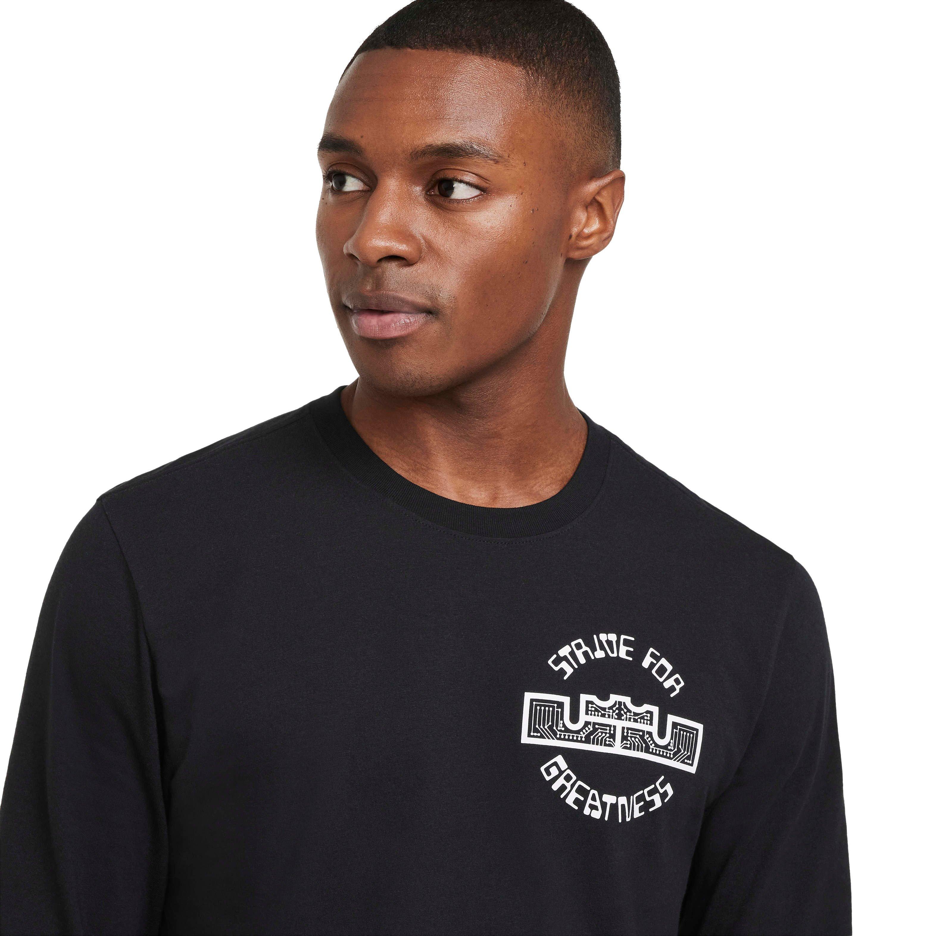 Nike Men's LeBron Max90 Long Sleeve Basketball T-Shirt - BLACK Thumbnail View 3