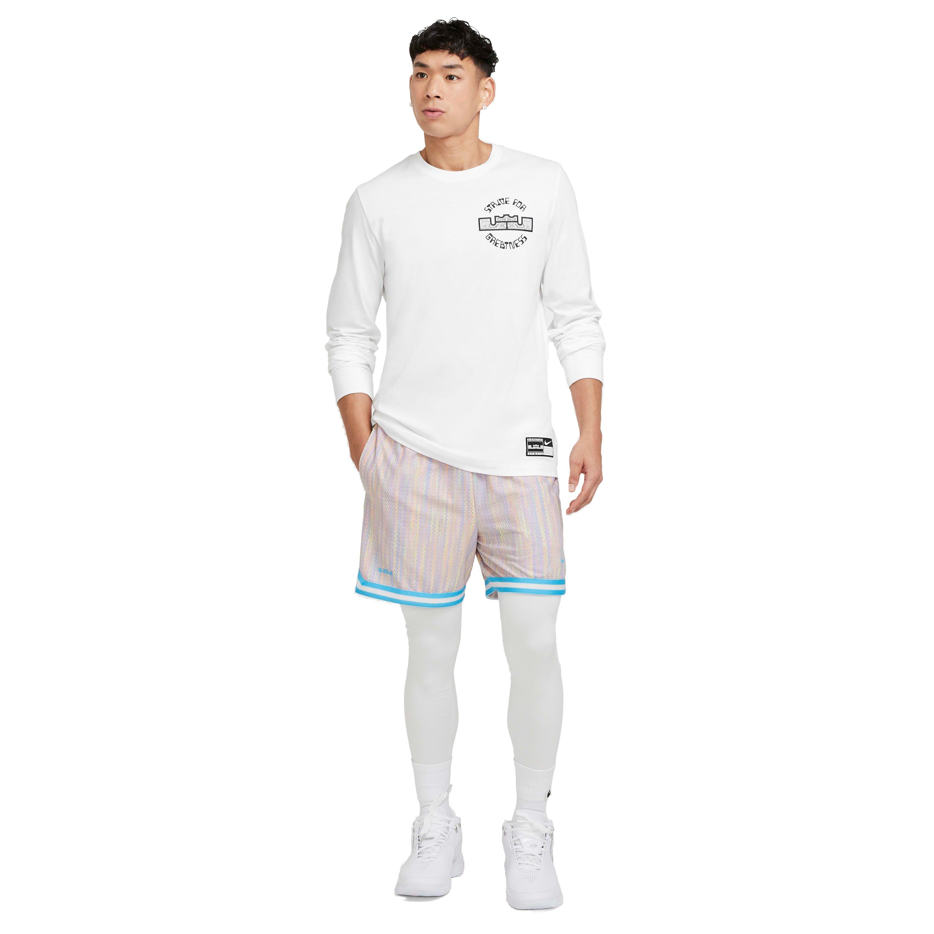 Nike Men's LeBron Max90 Long Sleeve Basketball T-Shirt - WHITE Thumbnail View 6