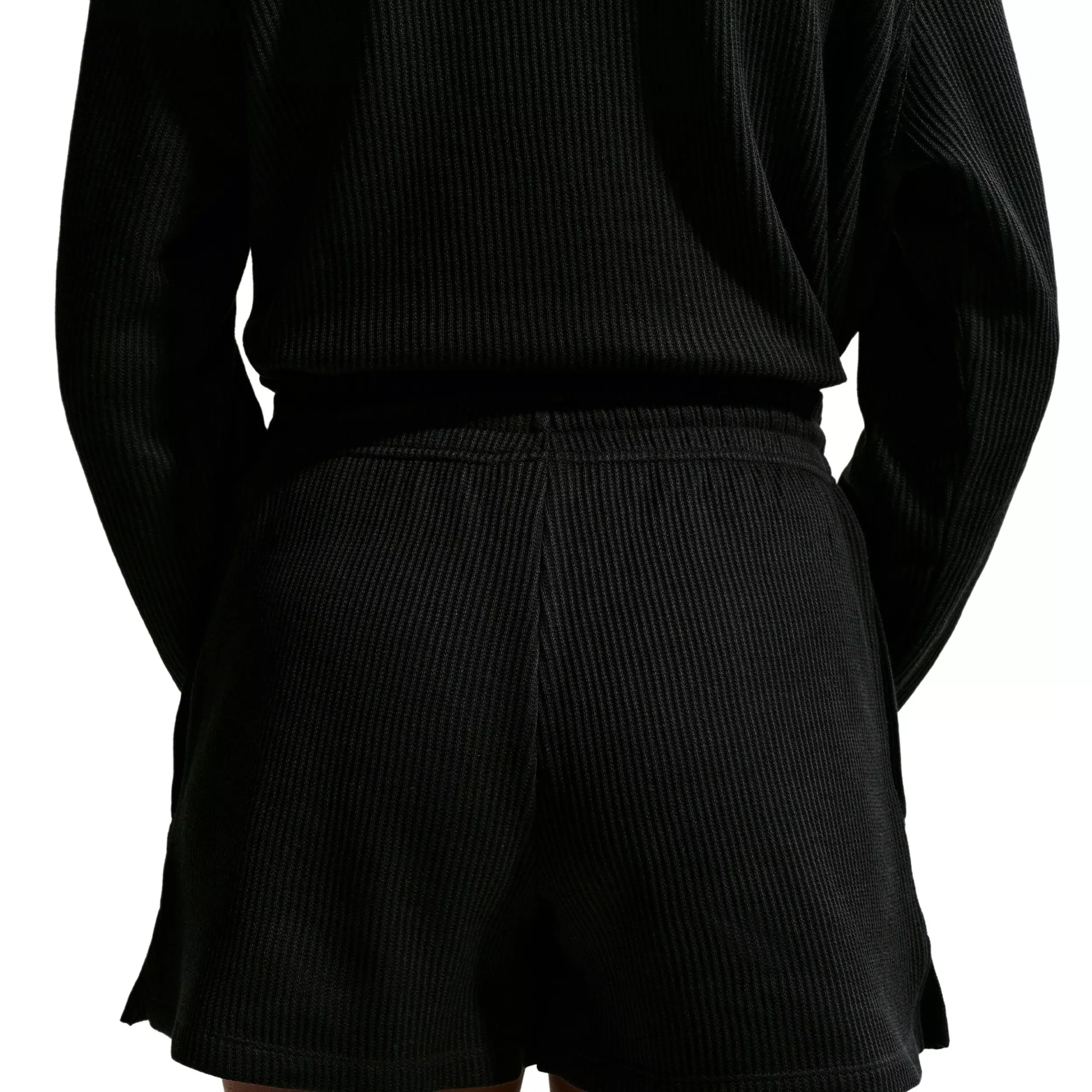 Nike Women's Sportswear Chill Waffle Loose Mid-Rise Shorts - BLACK/OFF-WHITE