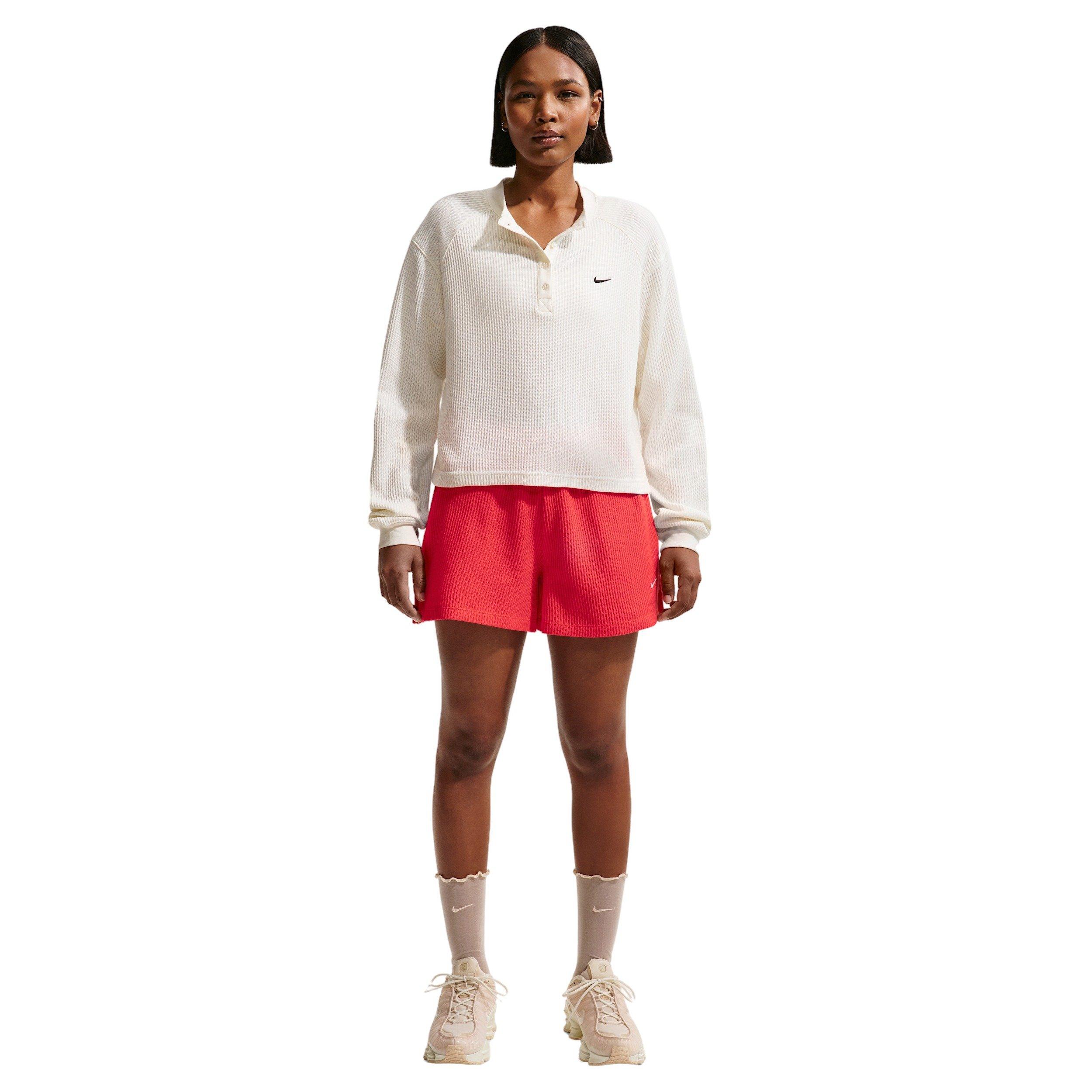Nike Women's Sportswear Chill Waffle Loose Mid-Rise Shorts - CRIMSON Thumbnail View 1
