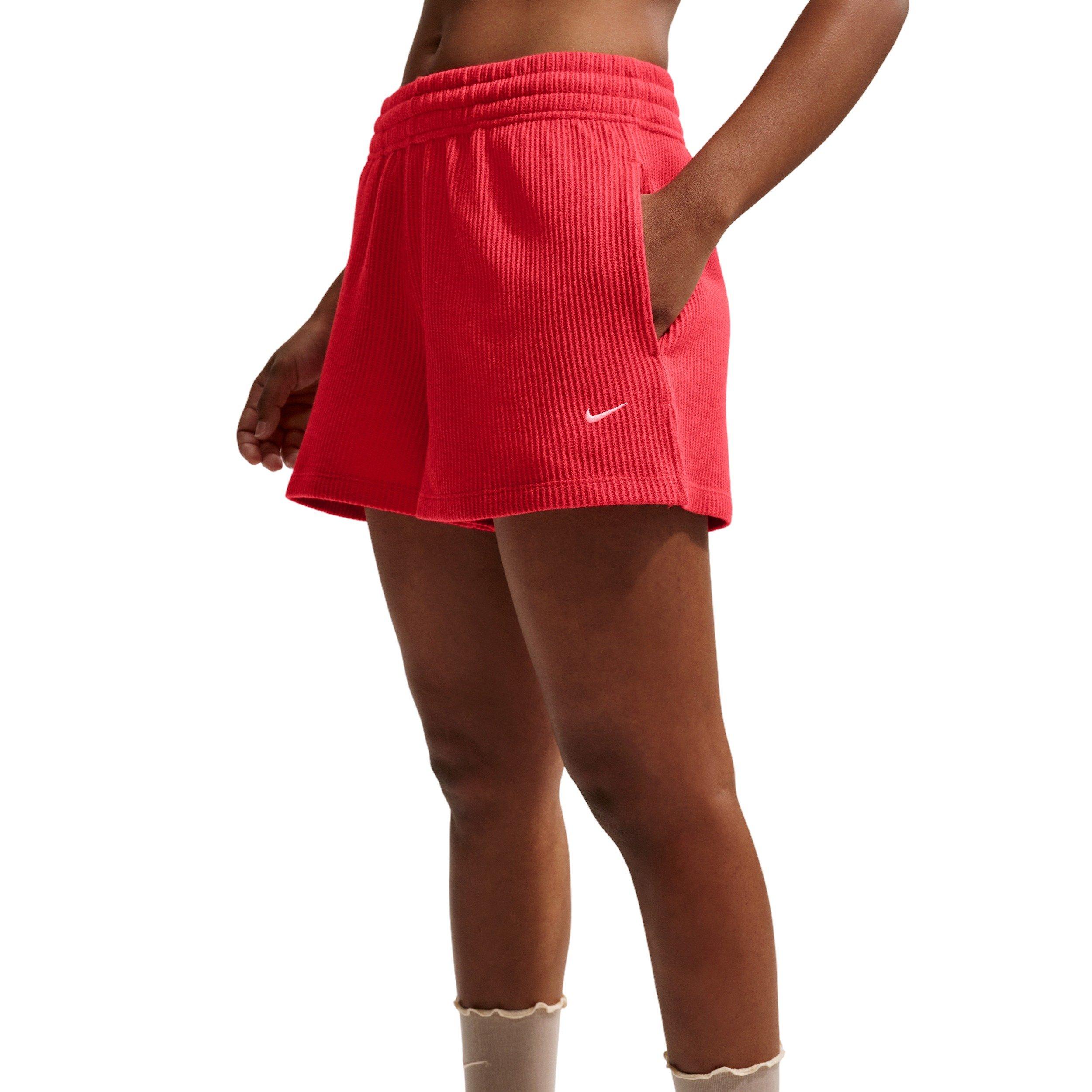 Nike Women's Sportswear Chill Waffle Loose Mid-Rise Shorts - CRIMSON Thumbnail View 3