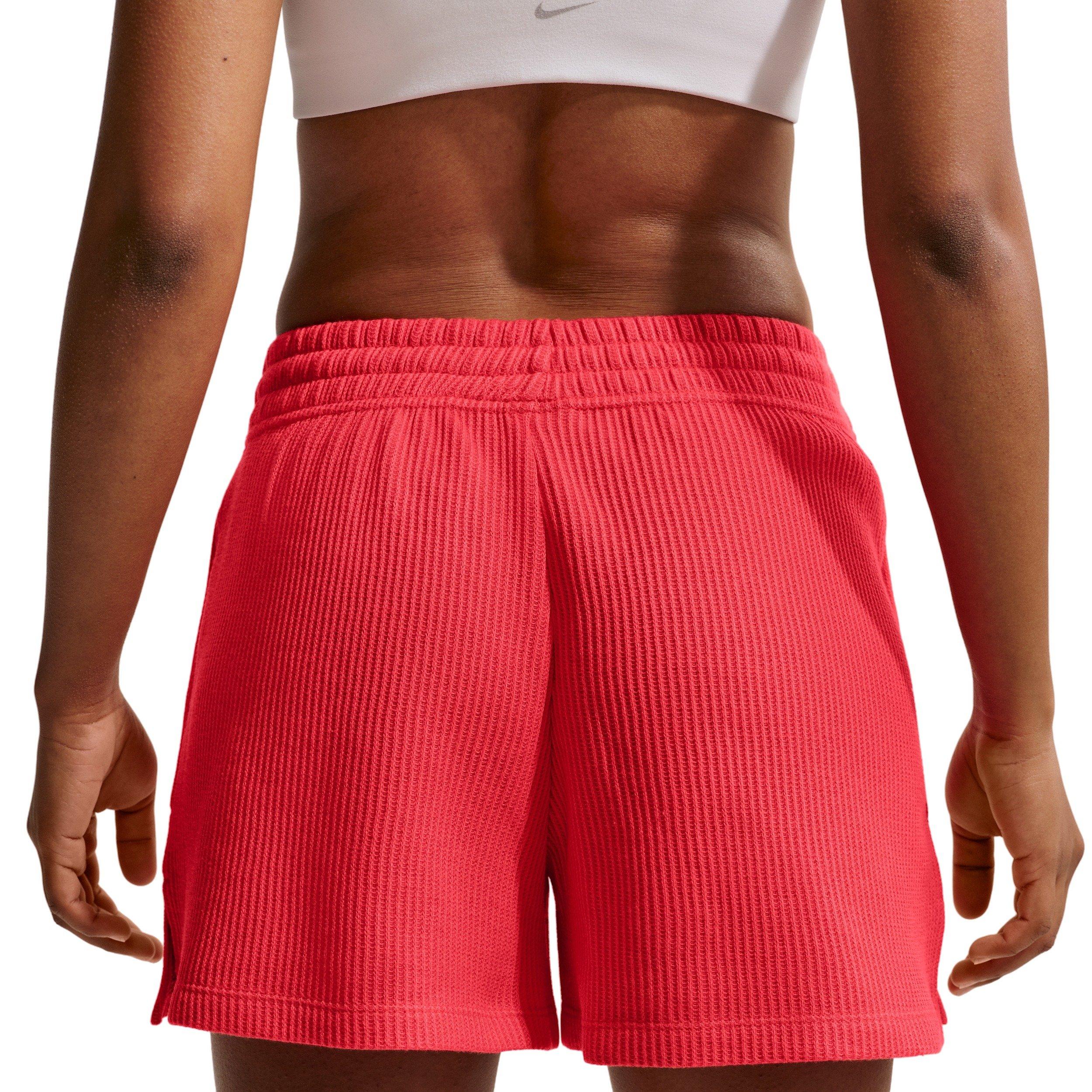 Nike Women's Sportswear Chill Waffle Loose Mid-Rise Shorts - CRIMSON Thumbnail View 4
