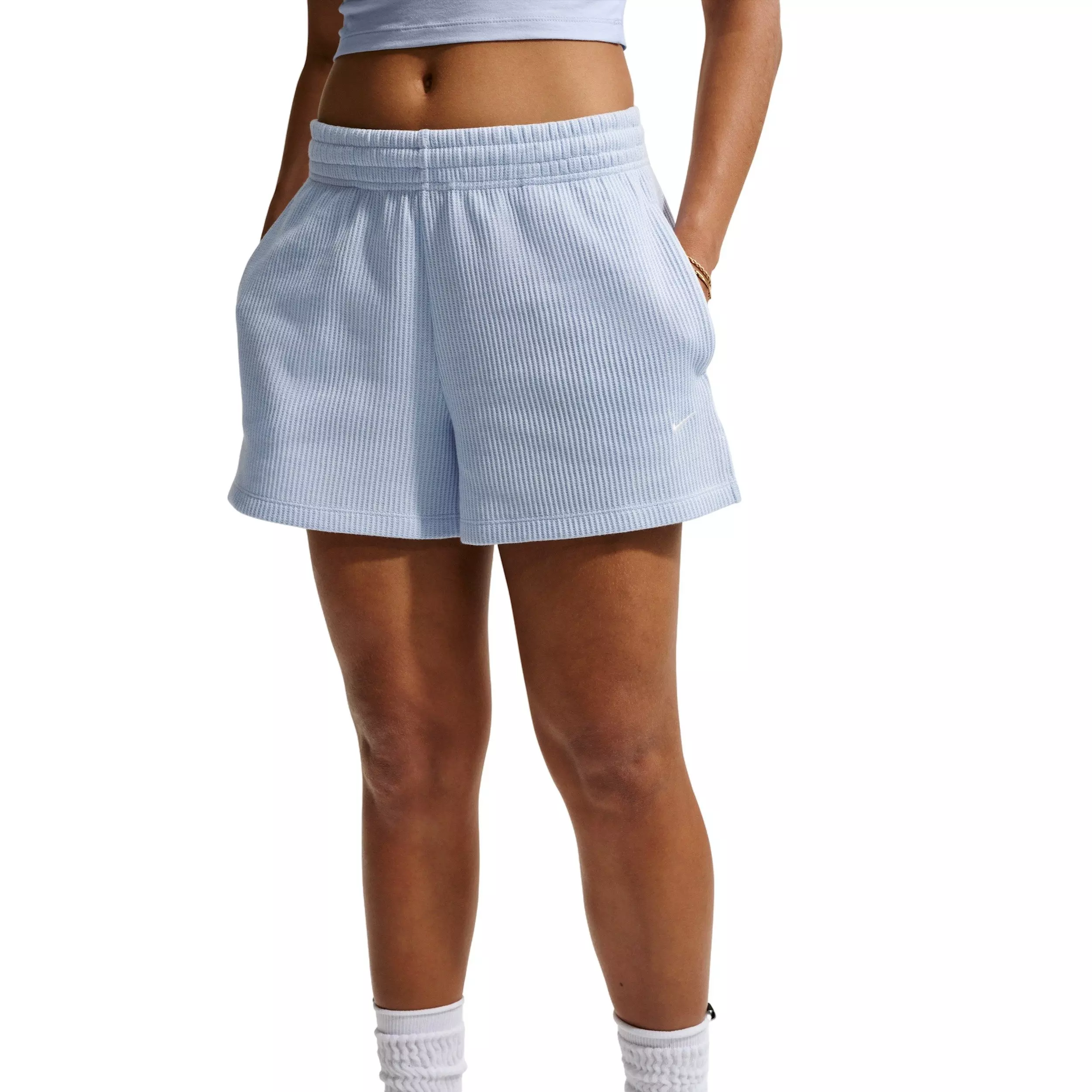 Nike Women's Sportswear Chill Waffle Loose Mid-Rise Shorts - BLUE