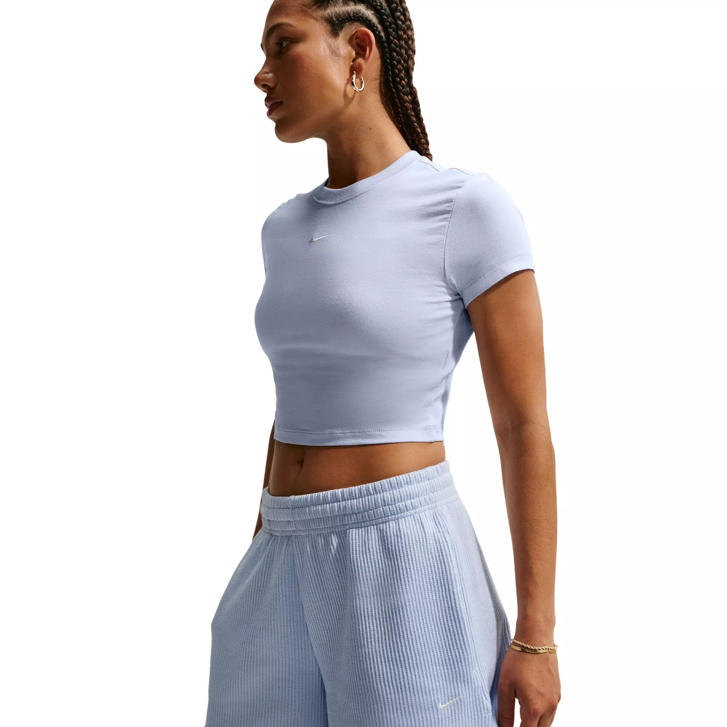 Nike Women's Sportswear Chill Waffle Loose Mid-Rise Shorts - BLUE