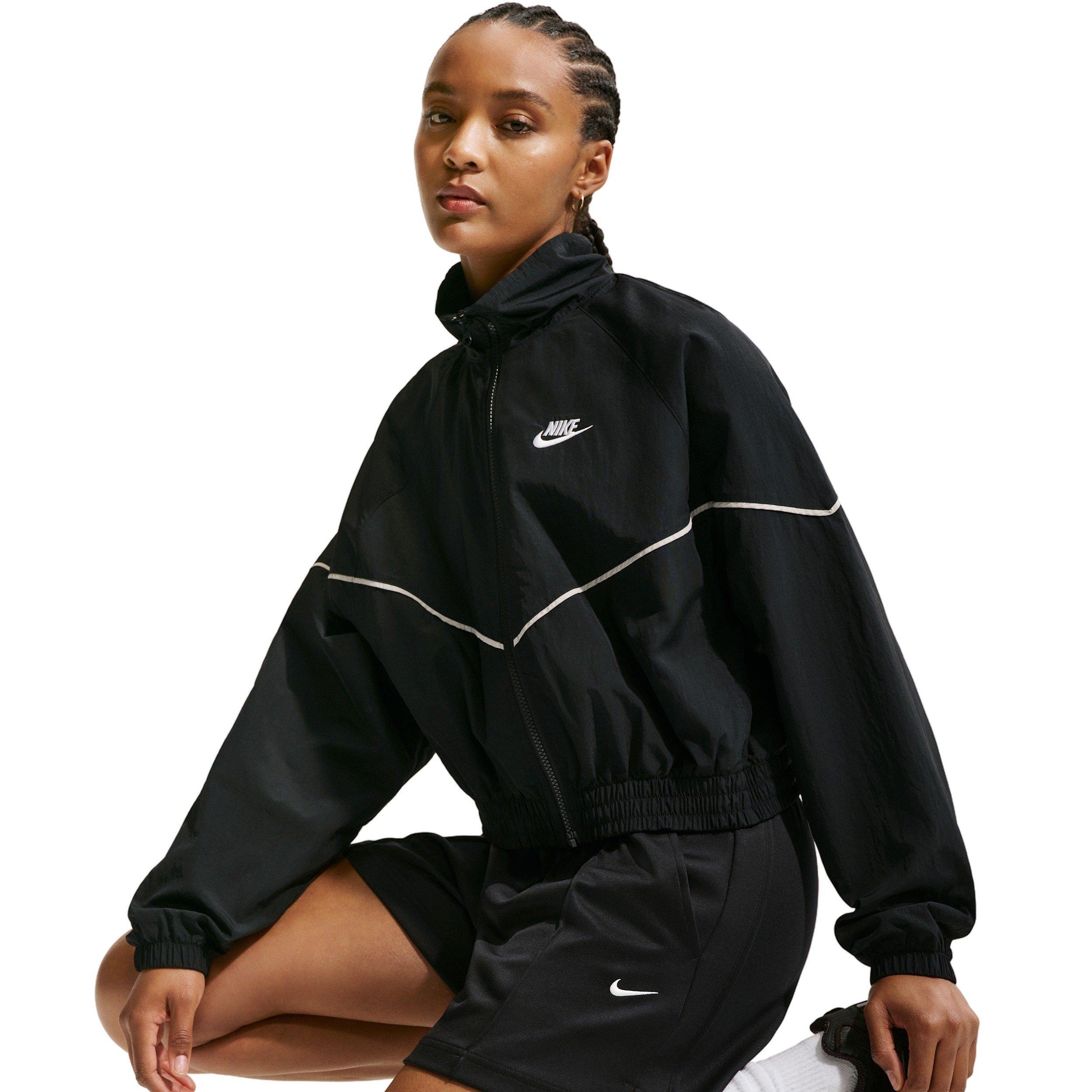 Nike Women's Sportswear Mid-Rise Poly Knit Track Shorts - BLACK/OFF-WHITE Thumbnail View 3