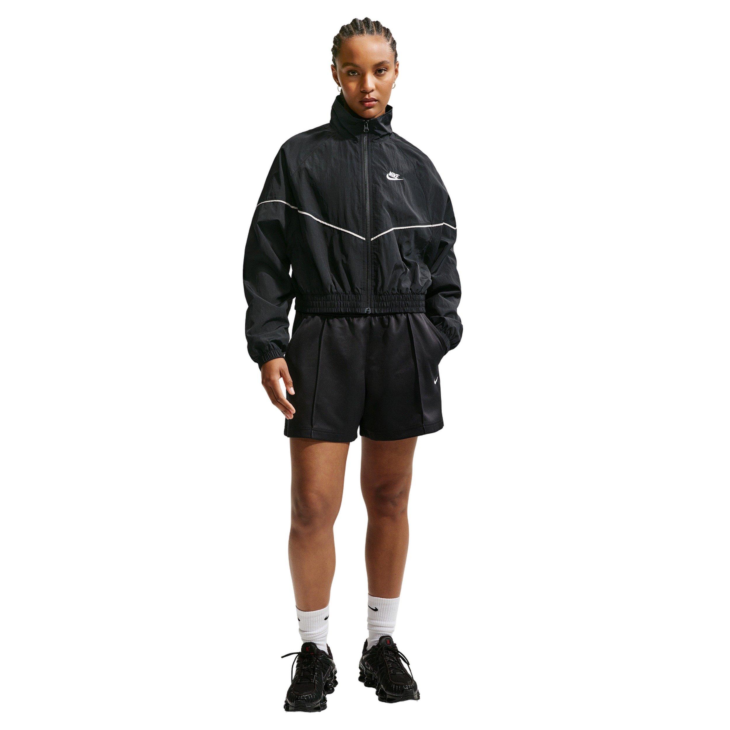 Nike Women's Sportswear Mid-Rise Poly Knit Track Shorts - BLACK/OFF-WHITE Thumbnail View 4
