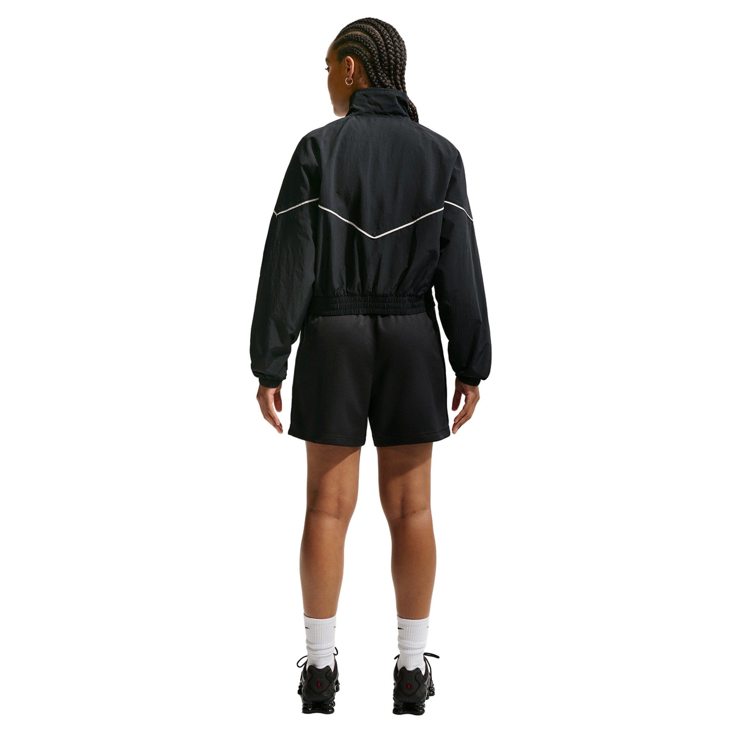 Nike Women's Sportswear Mid-Rise Poly Knit Track Shorts - BLACK/OFF-WHITE Thumbnail View 5
