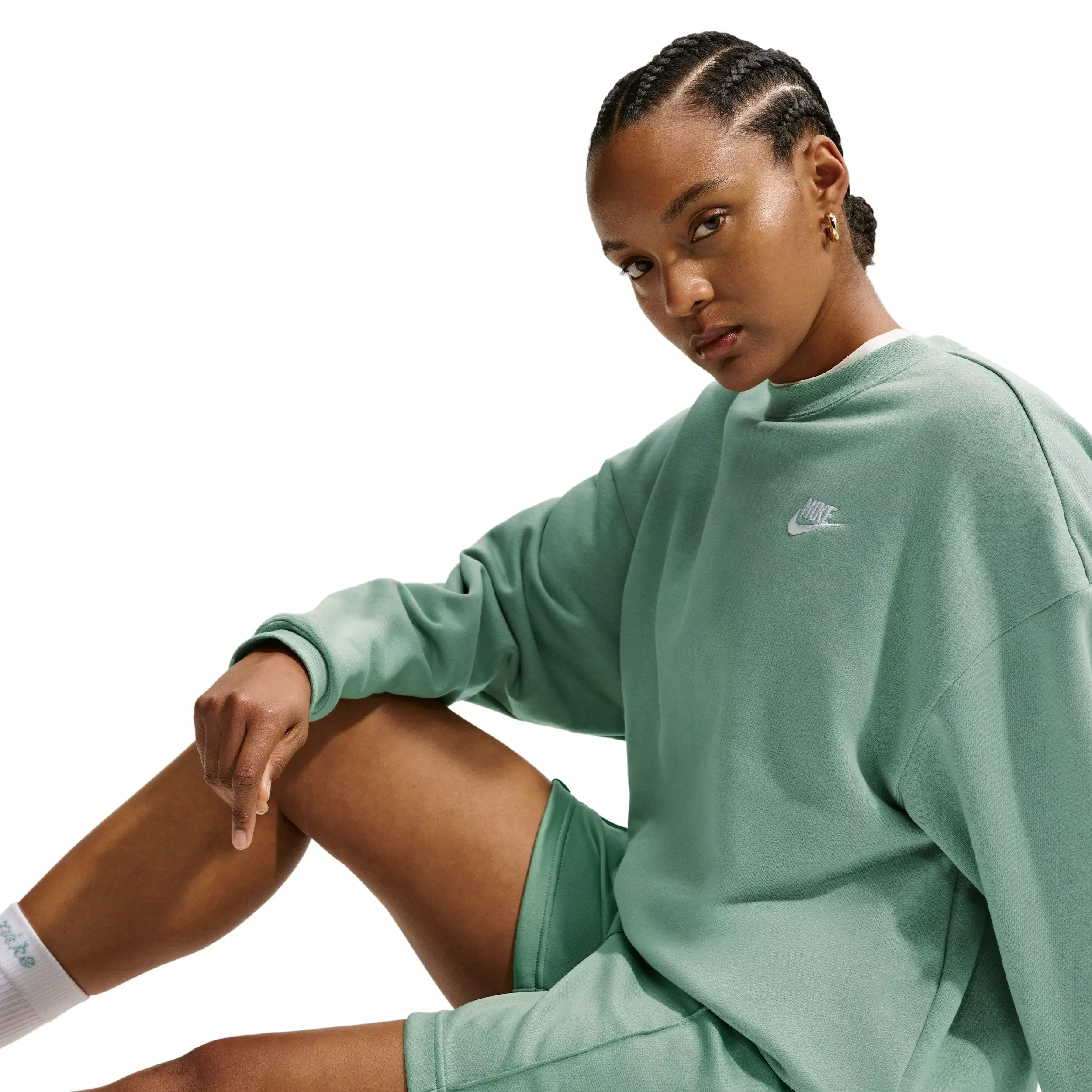 Nike Women's Sportswear Mid-Rise Poly Knit Track Shorts - GREEN