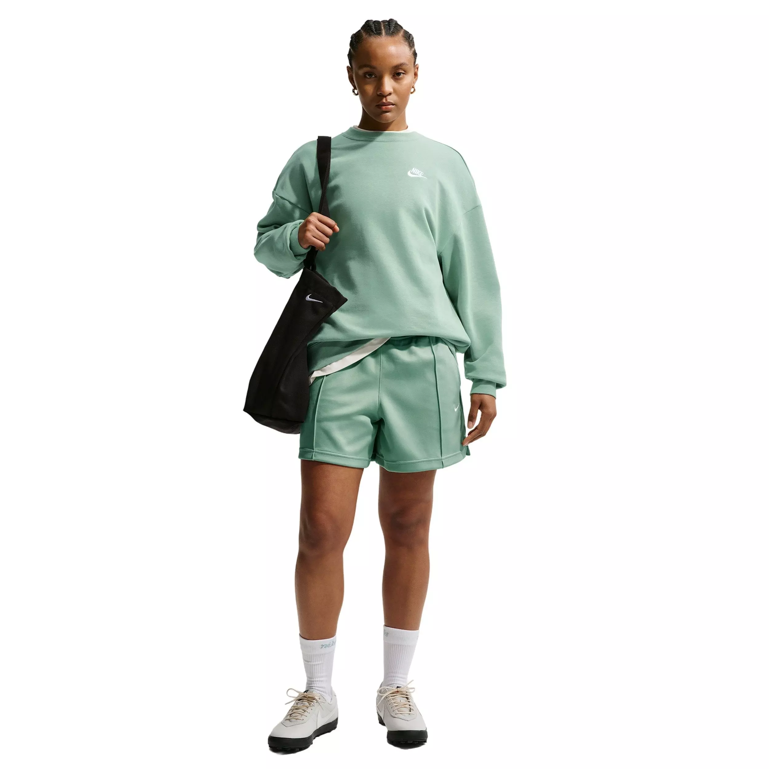 Nike Women's Sportswear Mid-Rise Poly Knit Track Shorts - GREEN