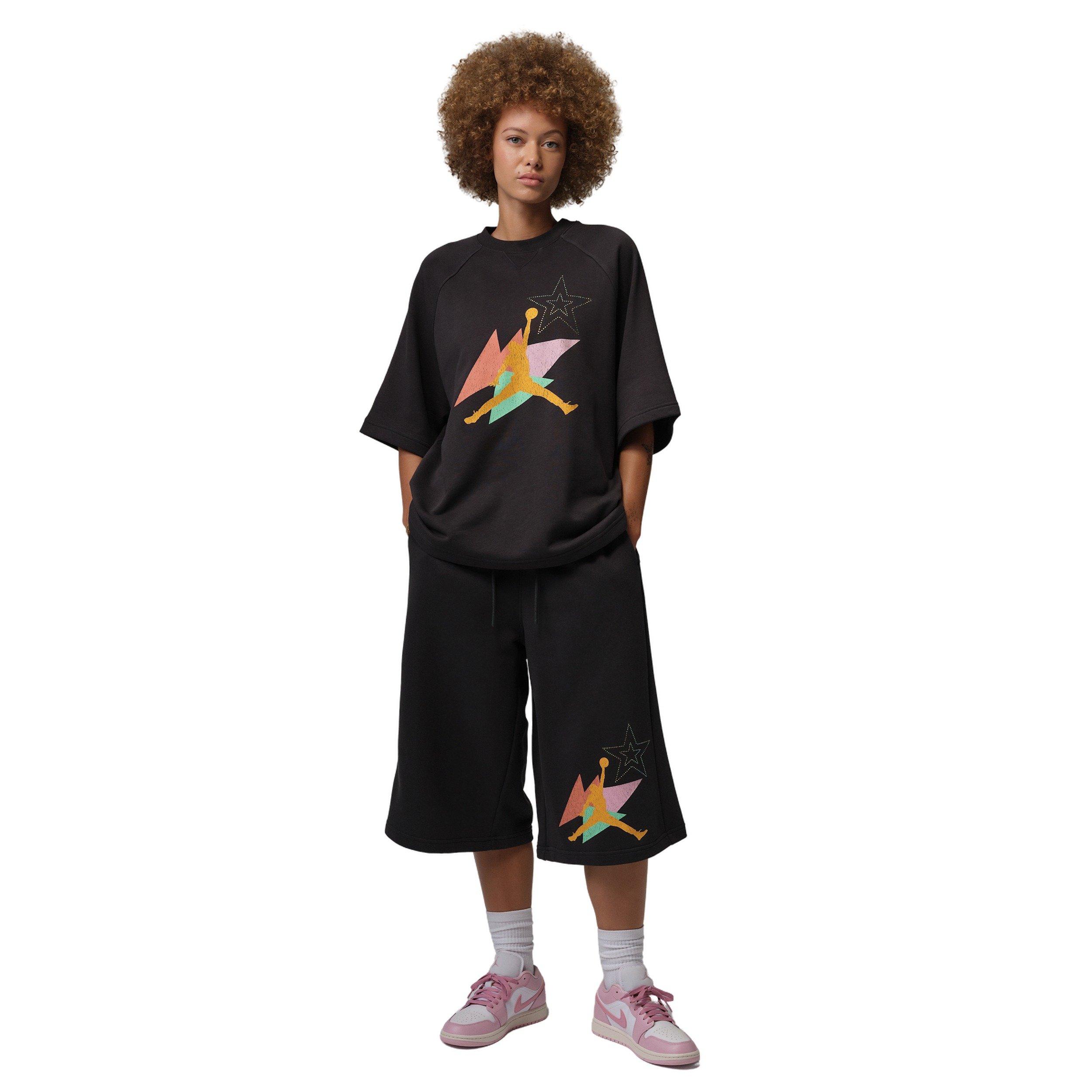 Jordan Women's Brooklyn Fleece French Terry Big Shorts - BLACK Thumbnail View 6