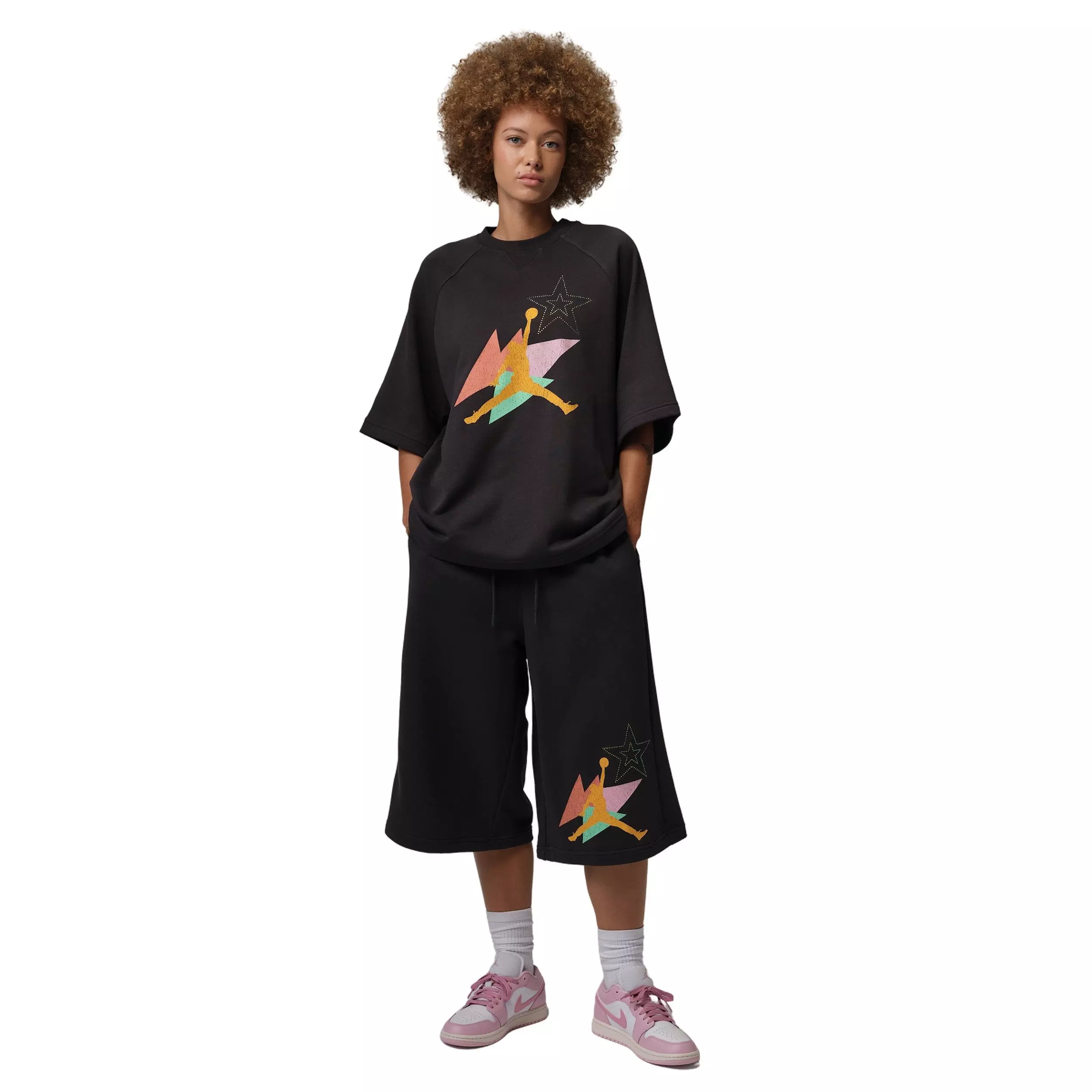 Jordan Women's Brooklyn Fleece French Terry Big Shorts - BLACK