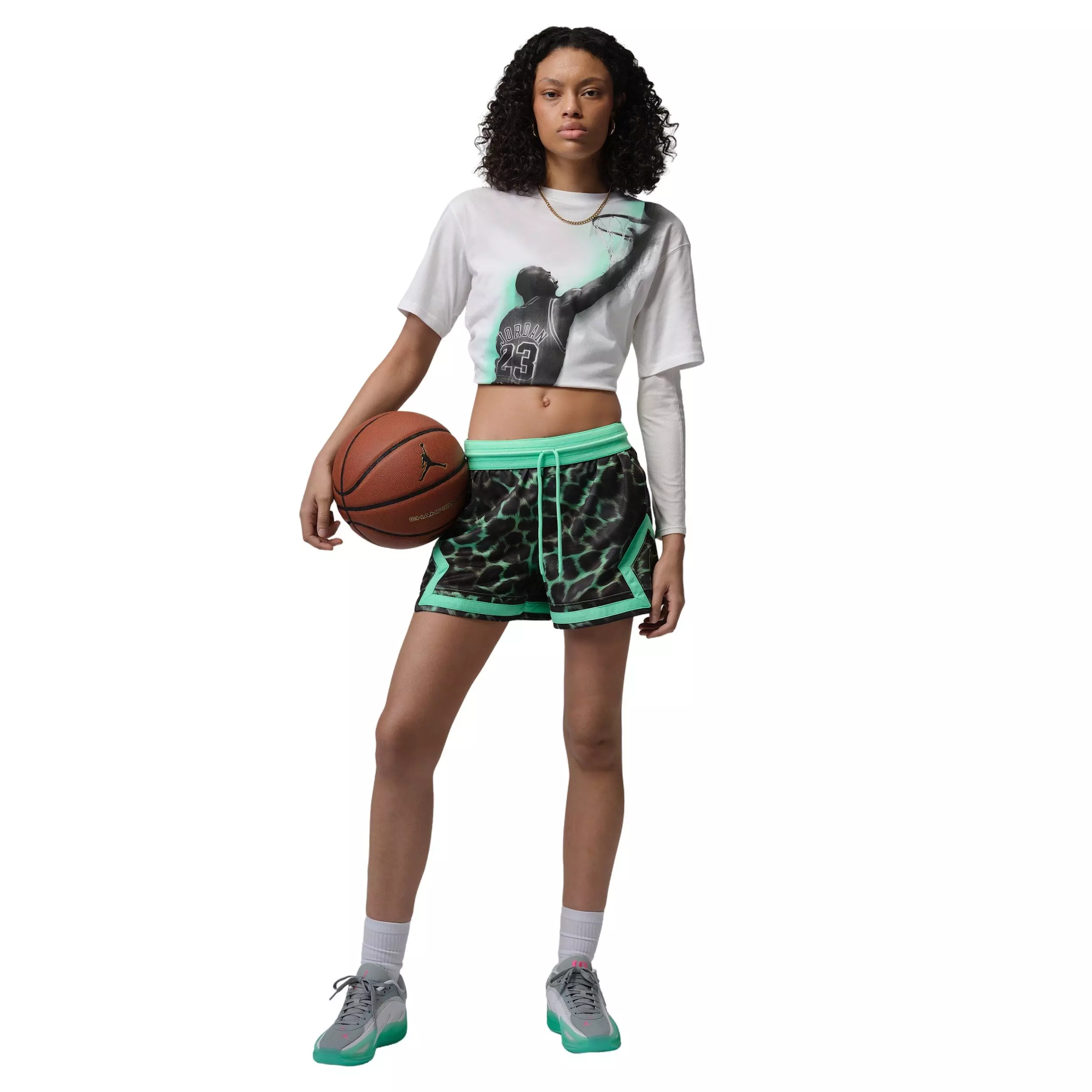 Jordan Women's Sport 4" Diamond Shorts - Green Glow - GREEN GLOW