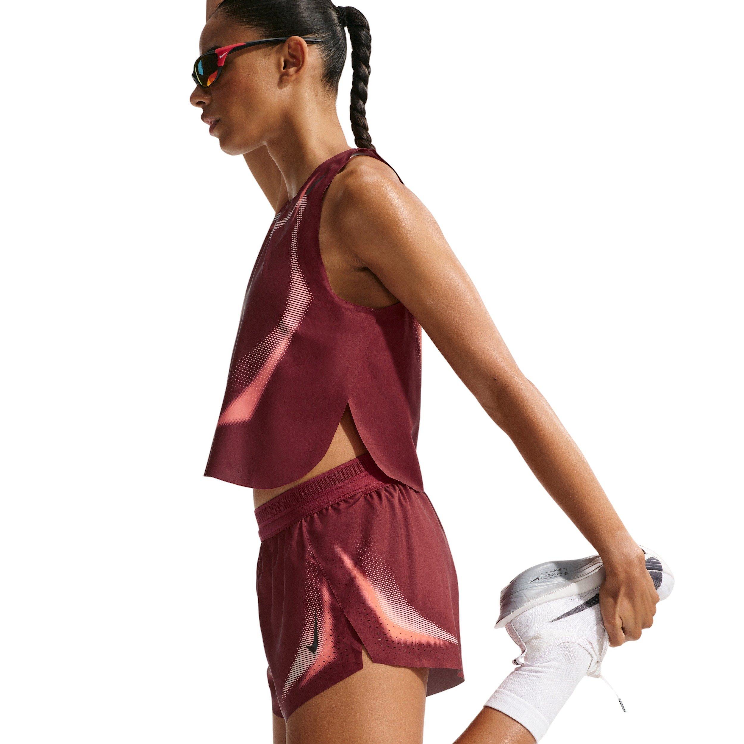 Nike Women's AeroSwift Dri-FIT ADV Brief-Lined 3" Running Shorts - RED/BLACK Thumbnail View 5