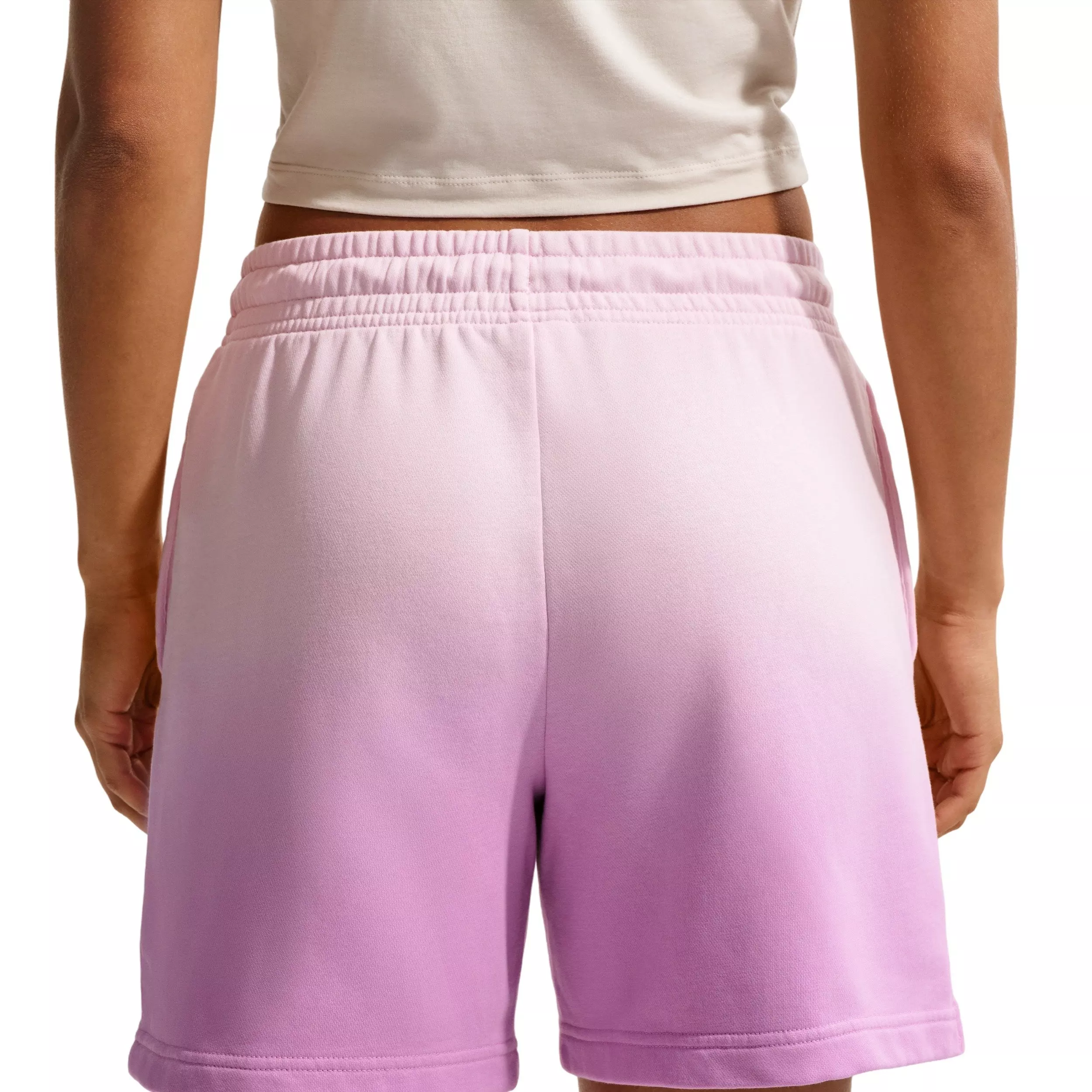 Nike Women's Sportswear Phoenix Fleece Dip-Dye Mid-Rise Shorts - PINK/PURPLE