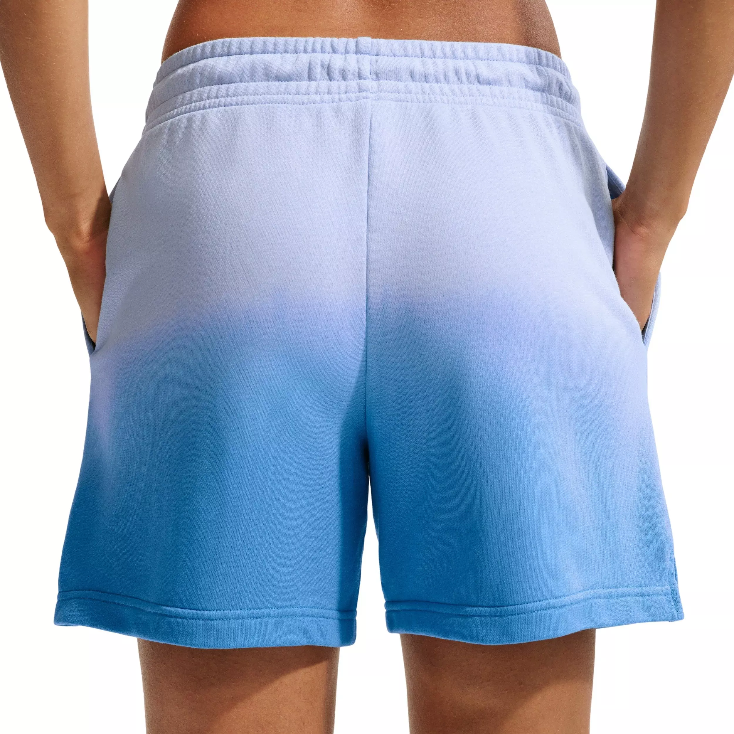 Nike Women's Sportswear Phoenix Fleece Dip-Dye Mid-Rise Shorts - LIGHT BLUE/BLUE