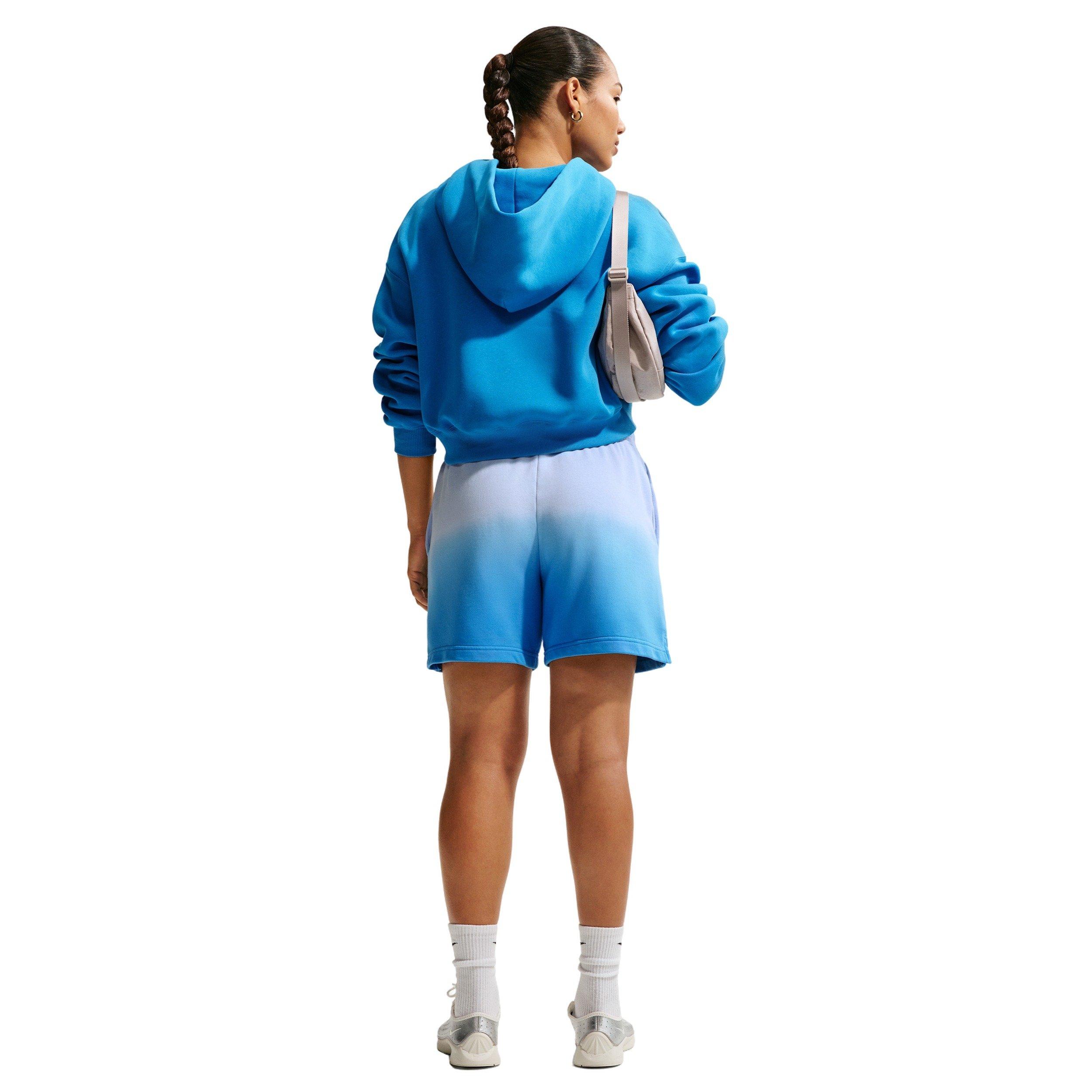 Nike Women's Sportswear Phoenix Fleece Dip-Dye Mid-Rise Shorts - LIGHT BLUE/BLUE Thumbnail View 5