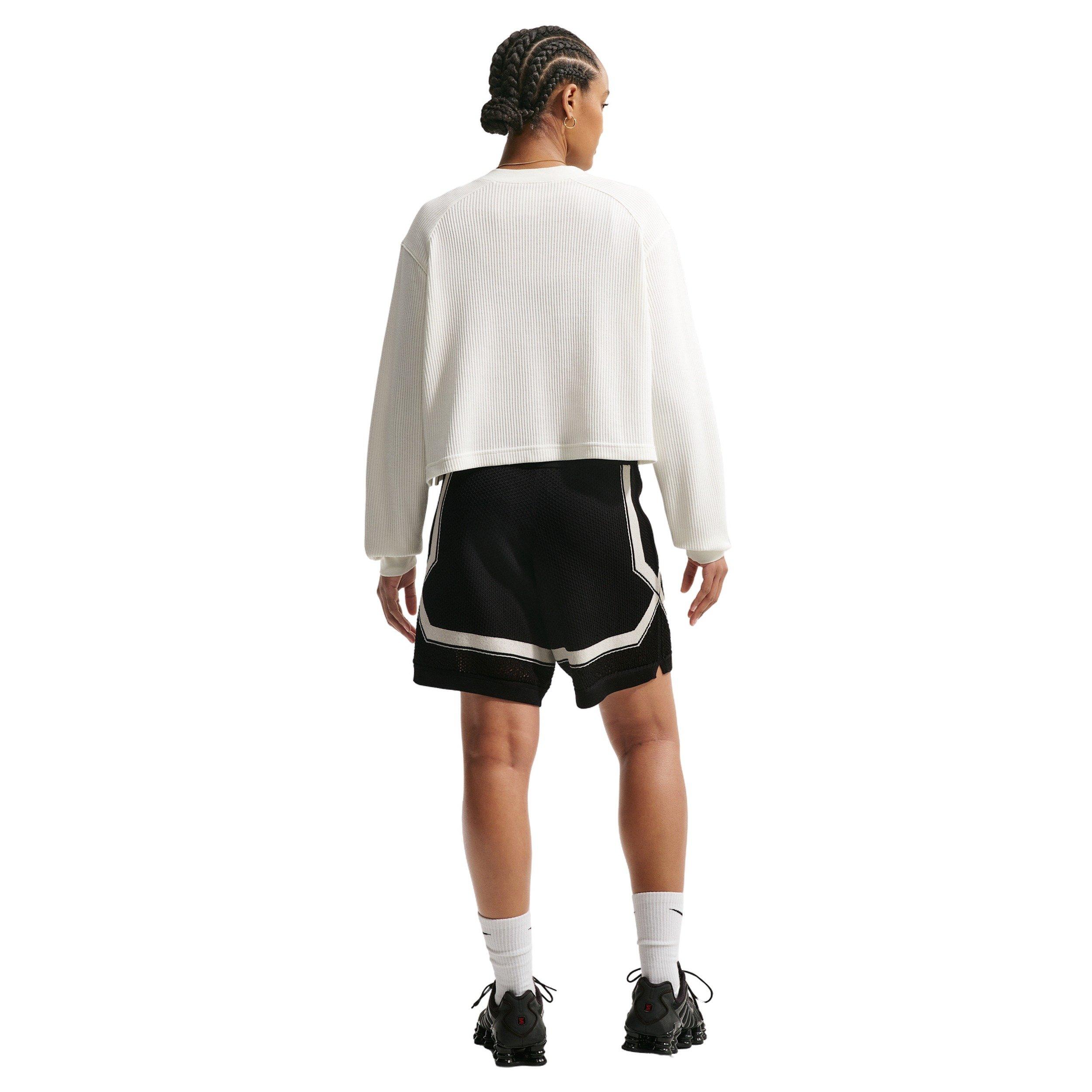 Nike Women's Sportswear Chill OP Knit Shorts - BLACK/OFF-WHITE Thumbnail View 2