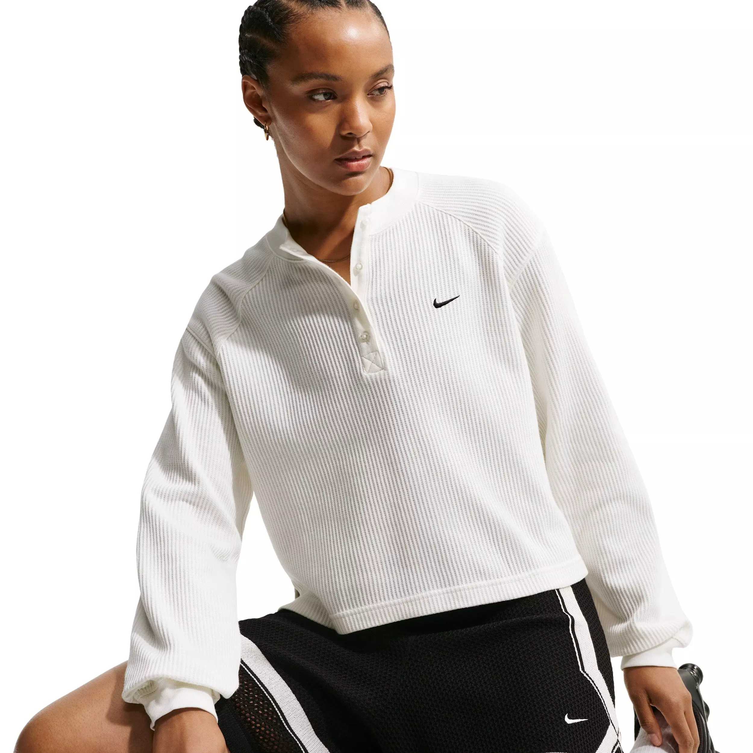 Nike Women's Sportswear Chill OP Knit Shorts - BLACK/OFF-WHITE