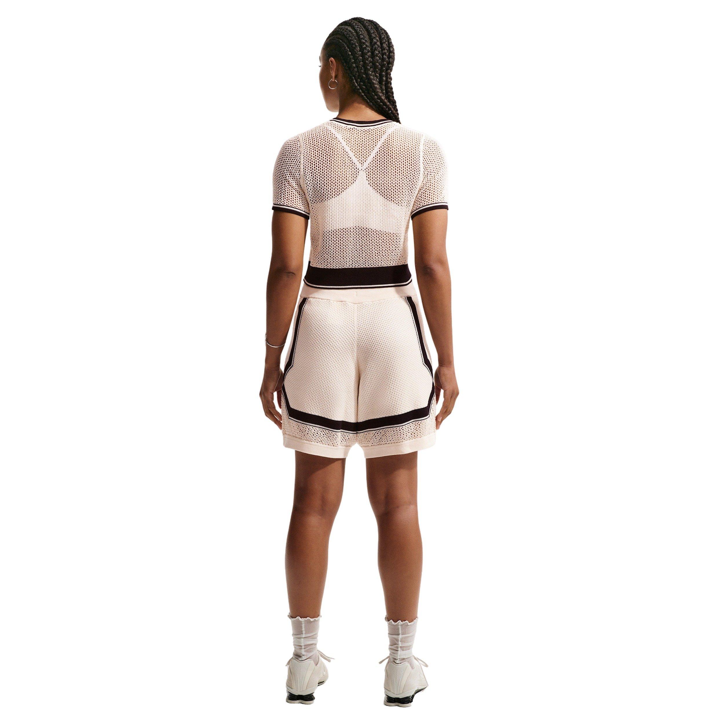 Nike Women's Sportswear Chill OP Knit Shorts - OFF-WHITE/BLACK Thumbnail View 2