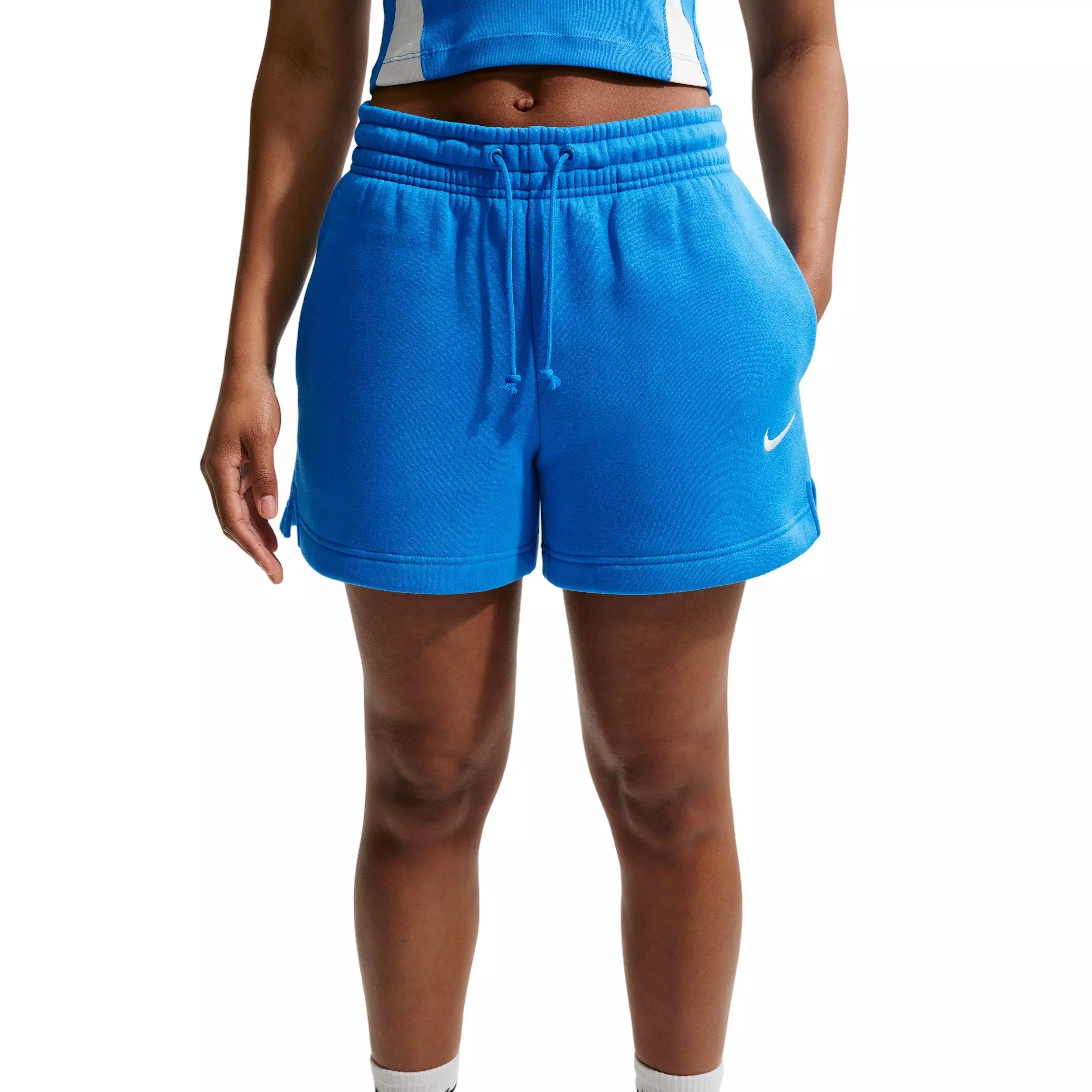 Nike Women's Sportswear Phoenix Fleece Mid-Rise 4" Shorts - BLUE
