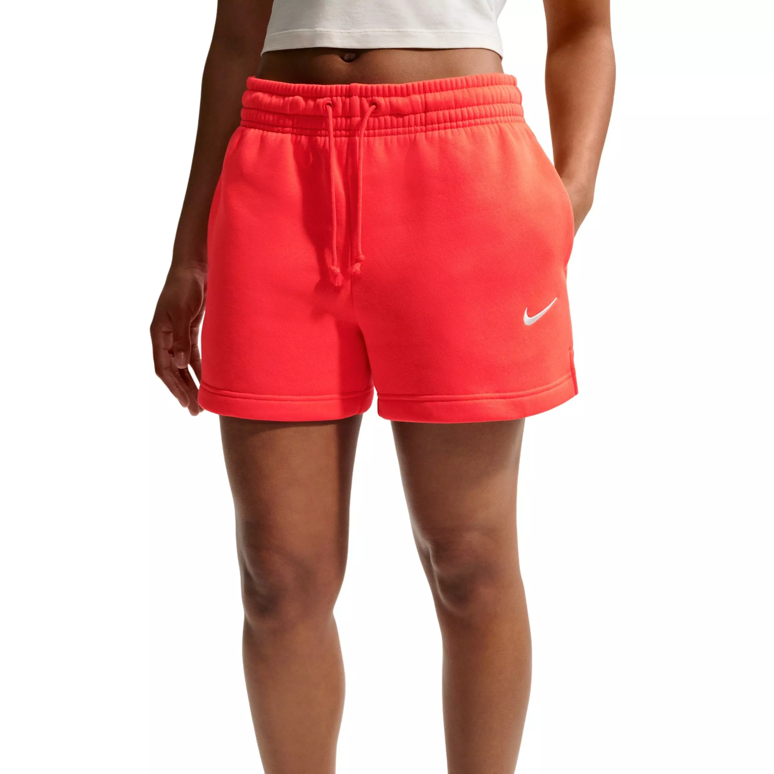 Nike Women's Sportswear Phoenix Fleece Mid-Rise 4" Shorts - CRIMSON