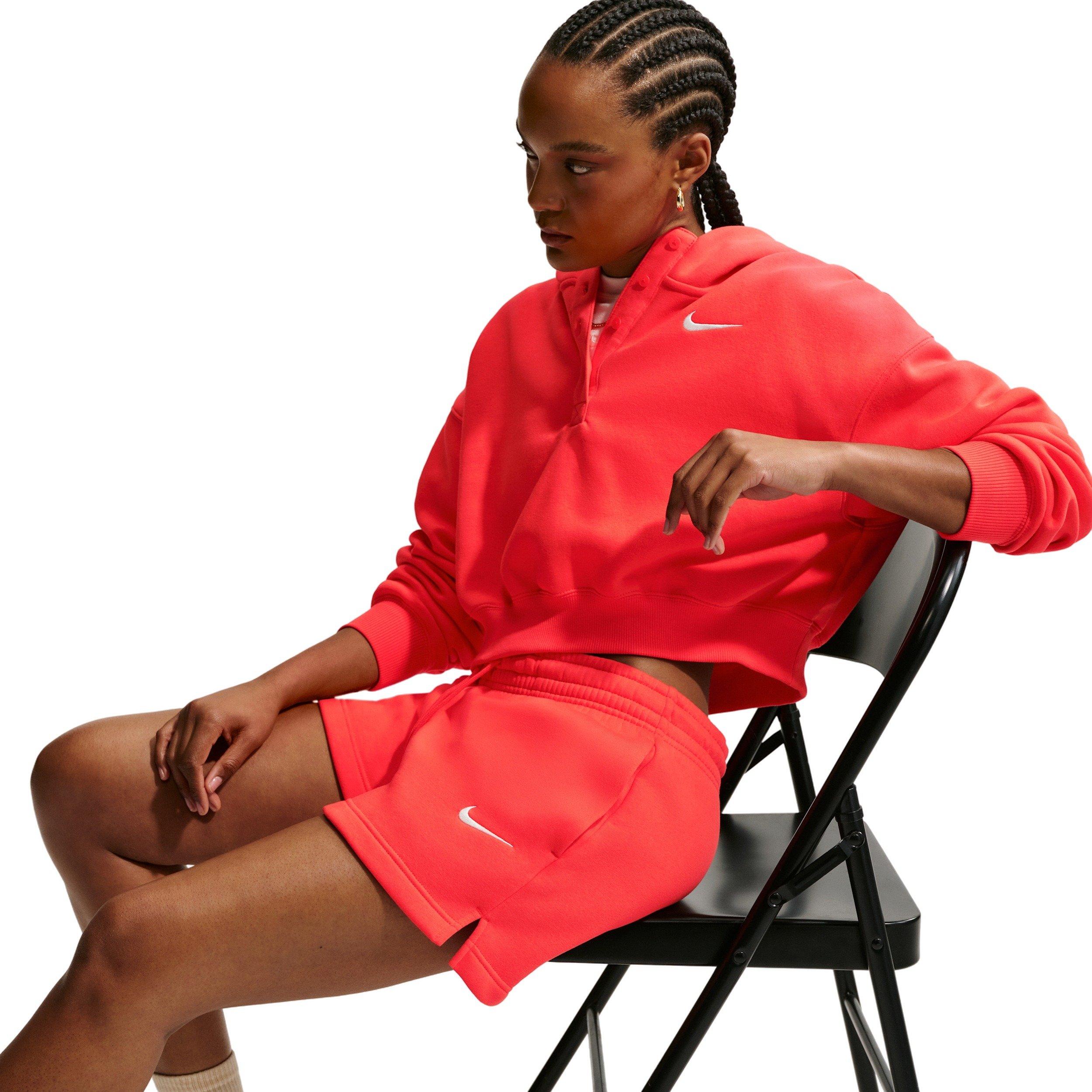 Nike Women's Sportswear Phoenix Fleece Mid-Rise 4" Shorts - CRIMSON Thumbnail View 5