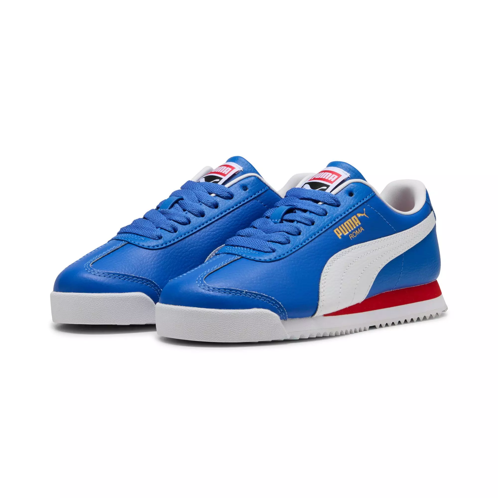 PUMA Roma 24 Standard "Mountain Blue/PUMA White" Grade School Boys' Shoe - BLUE/WHITE
