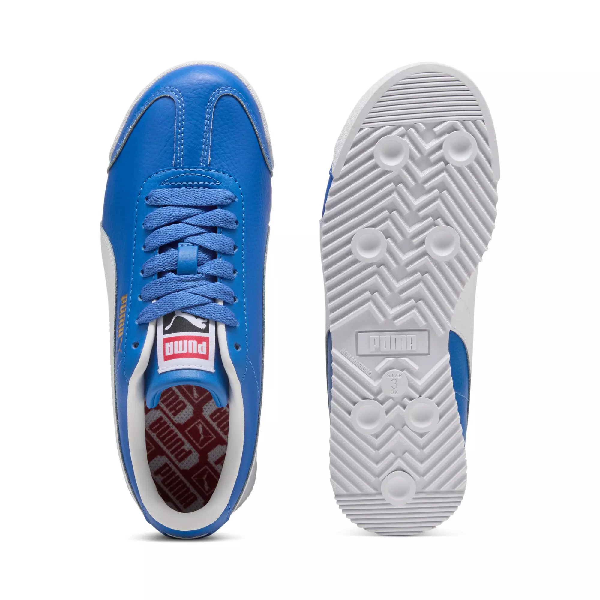 PUMA Roma 24 Standard "Mountain Blue/PUMA White" Grade School Boys' Shoe - BLUE/WHITE