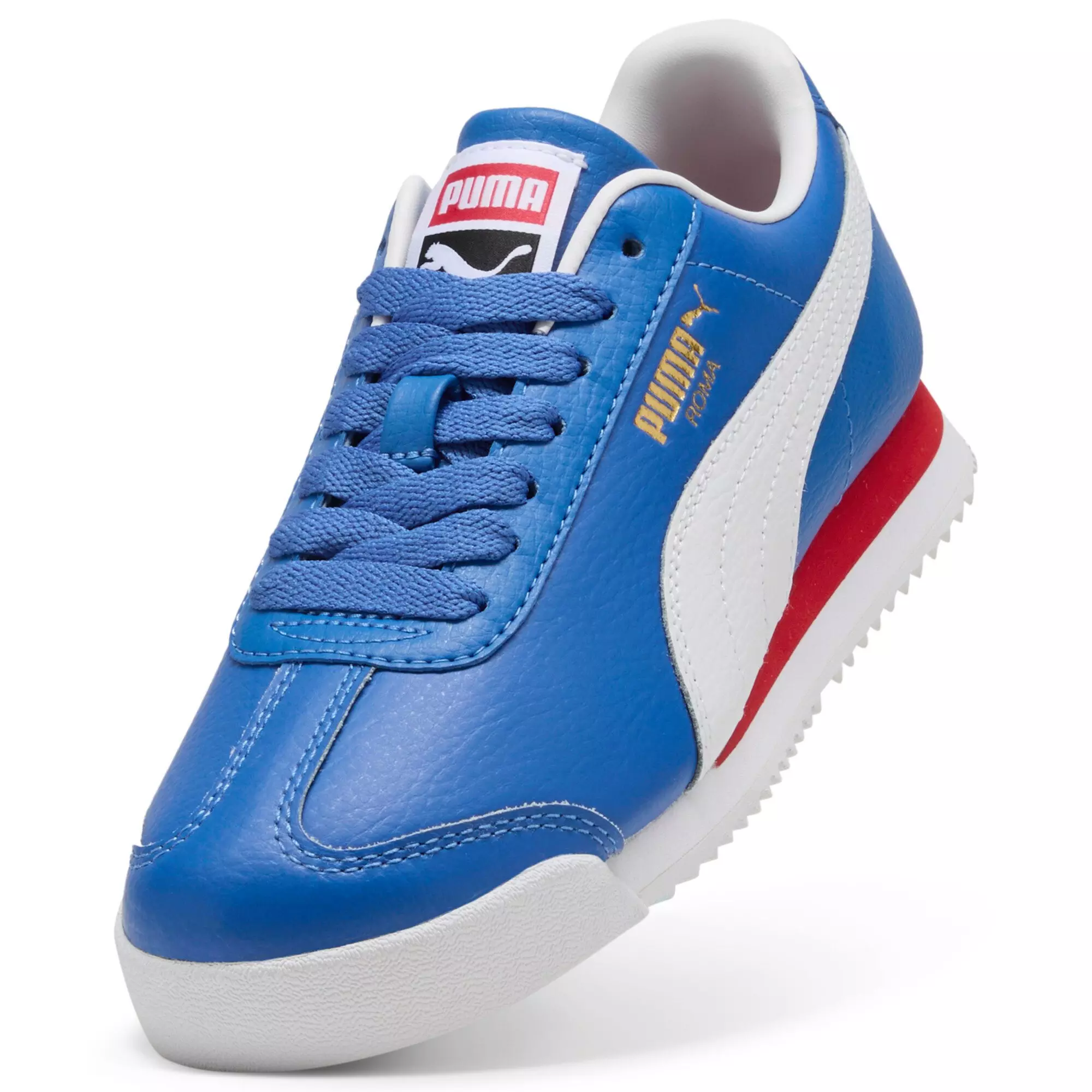 PUMA Roma 24 Standard "Mountain Blue/PUMA White" Grade School Boys' Shoe - BLUE/WHITE