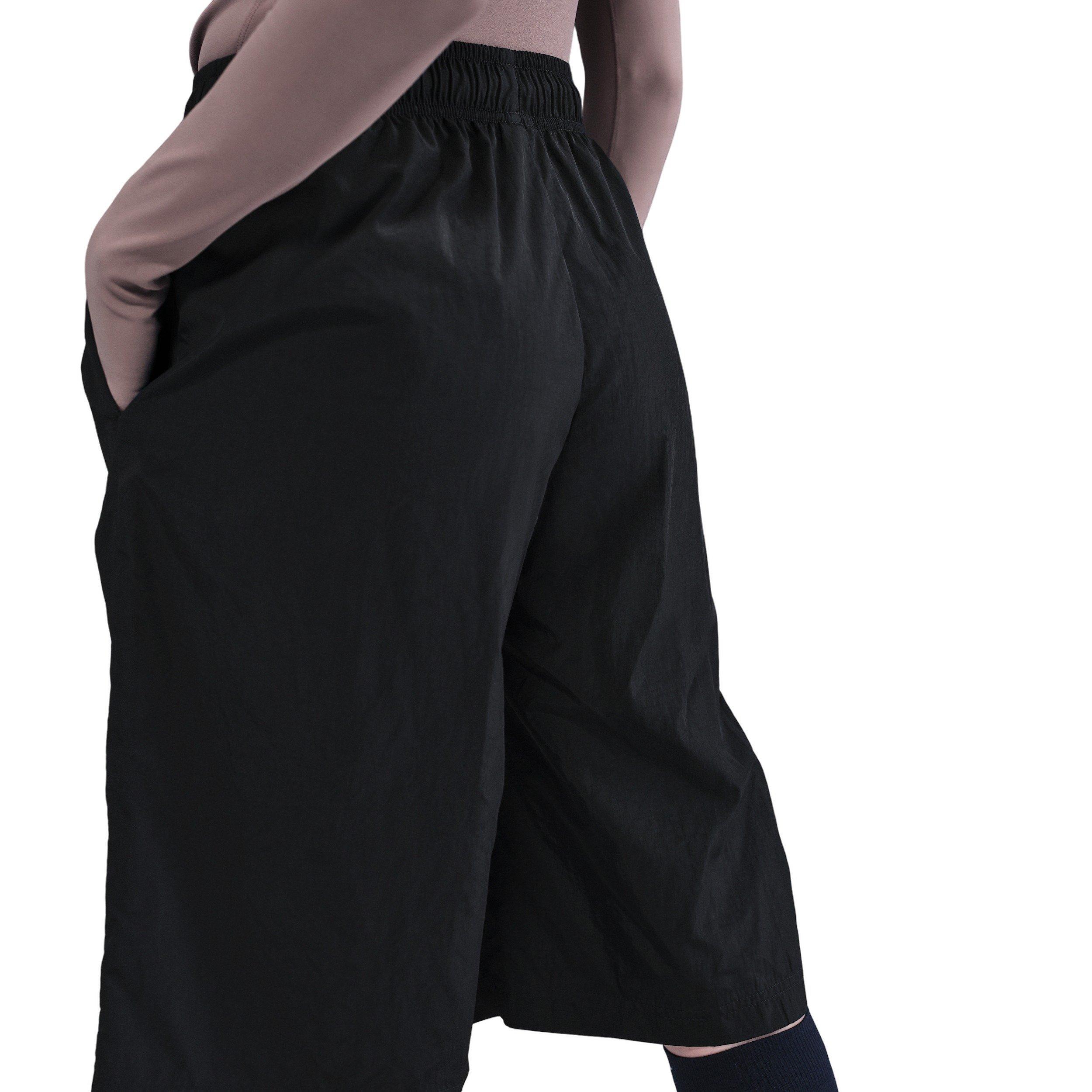 Nike Women's Sportswear Mid-Rise Loose Knee-Length Shorts - BLACK/OFF-WHITE Thumbnail View 5