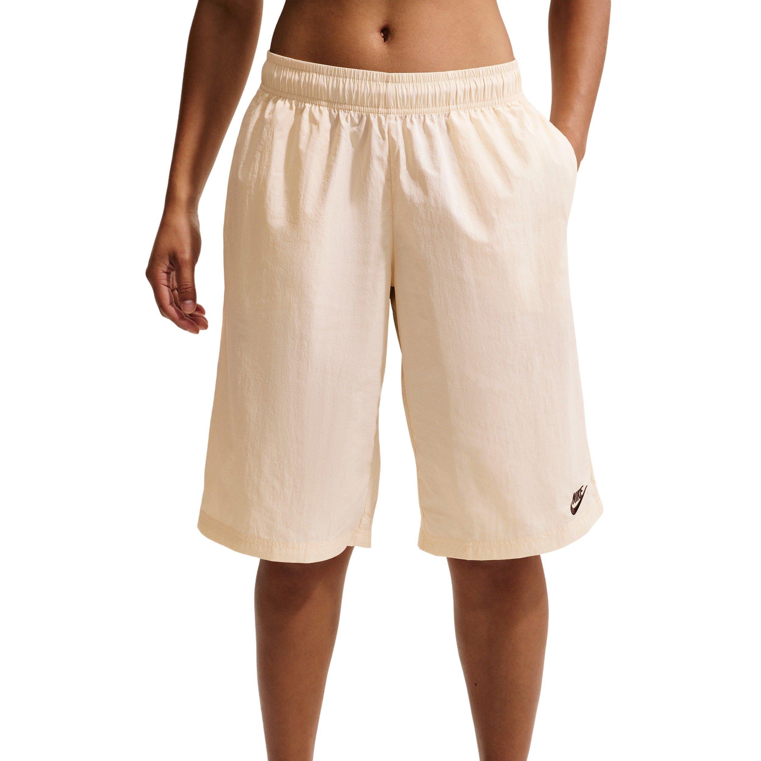 Nike Women's Sportswear Mid-Rise Loose Knee-Length Shorts - OFF-WHITE/BLACK Thumbnail View 3