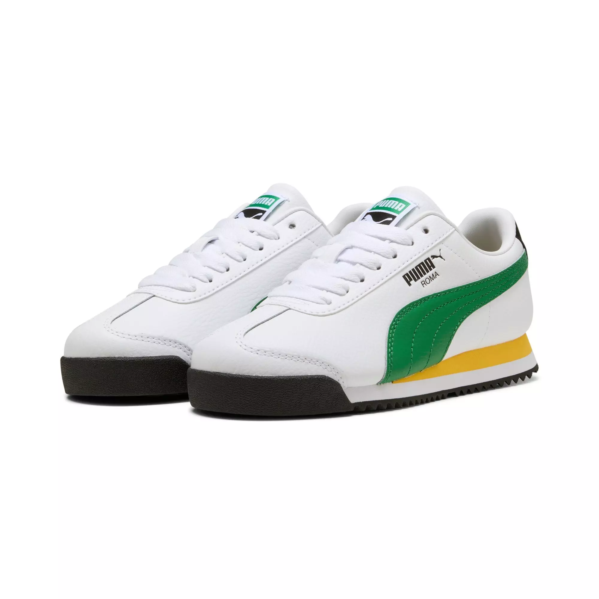 PUMA Roma 24 Standard "PUMA White/Archive Green" Grade School Boys' Shoe - WHITE/GREEN