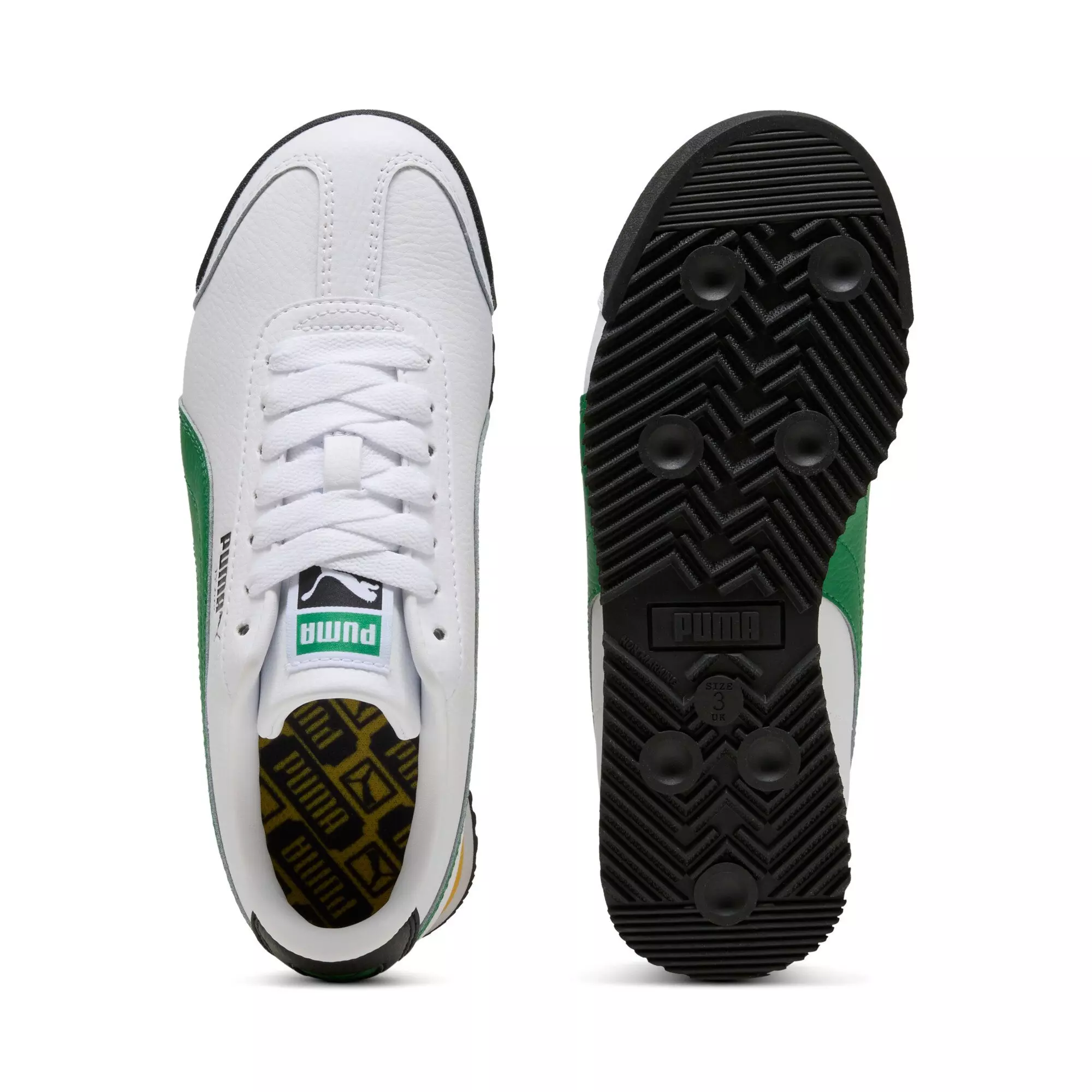 PUMA Roma 24 Standard "PUMA White/Archive Green" Grade School Boys' Shoe - WHITE/GREEN