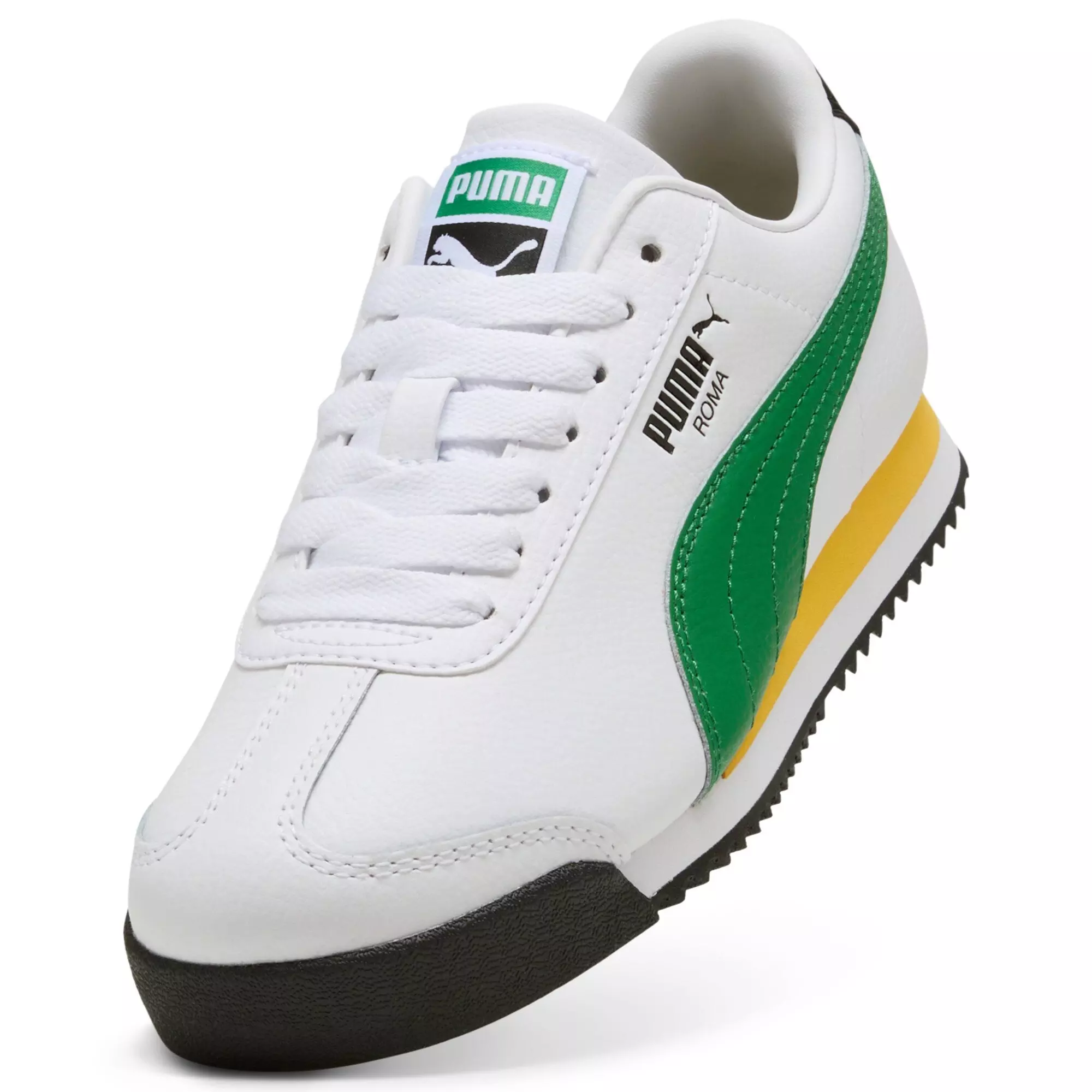 PUMA Roma 24 Standard "PUMA White/Archive Green" Grade School Boys' Shoe - WHITE/GREEN