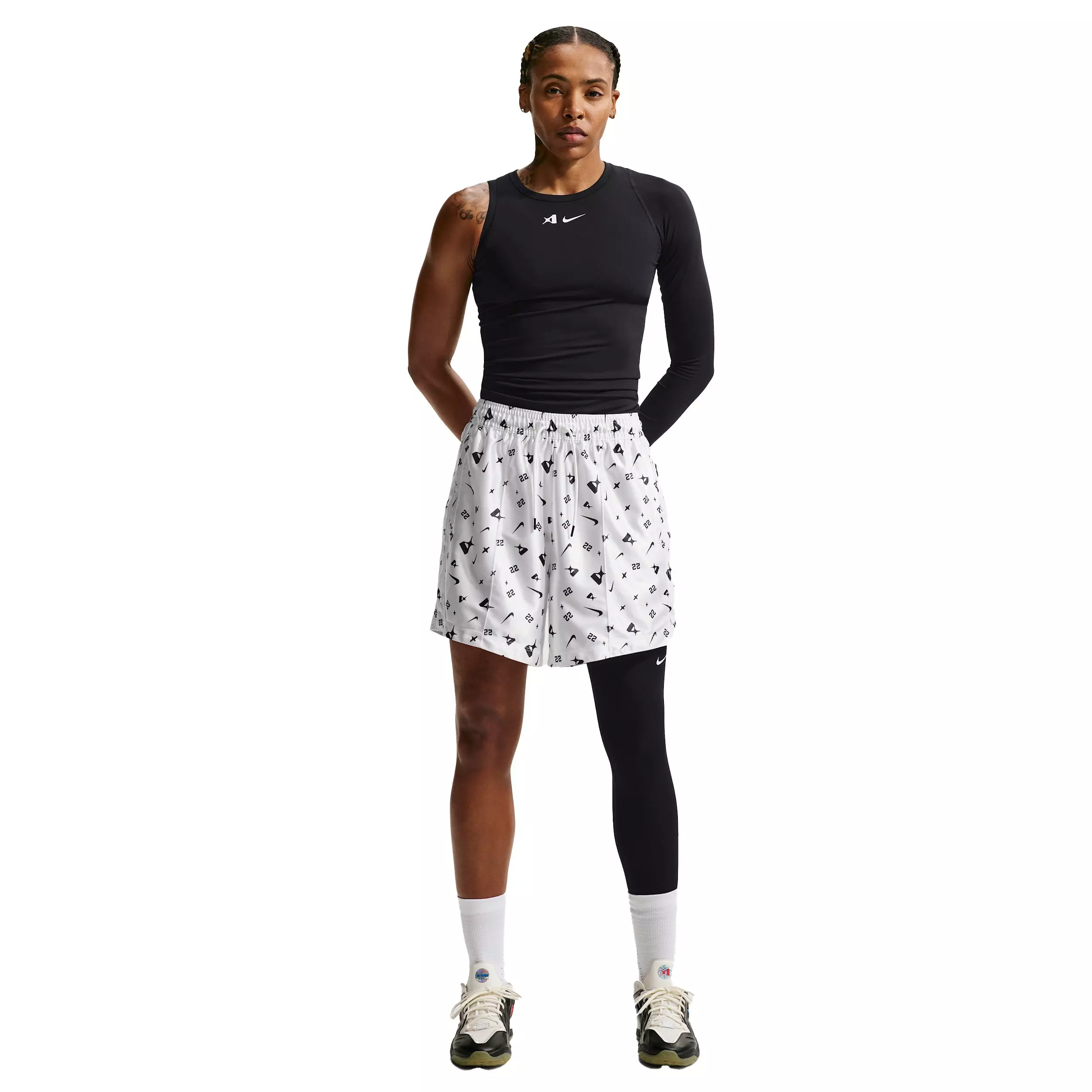 Nike A'ja Wilson "White/Black" Women's Dri-FIT Basketball Short - WHITE/BLACK