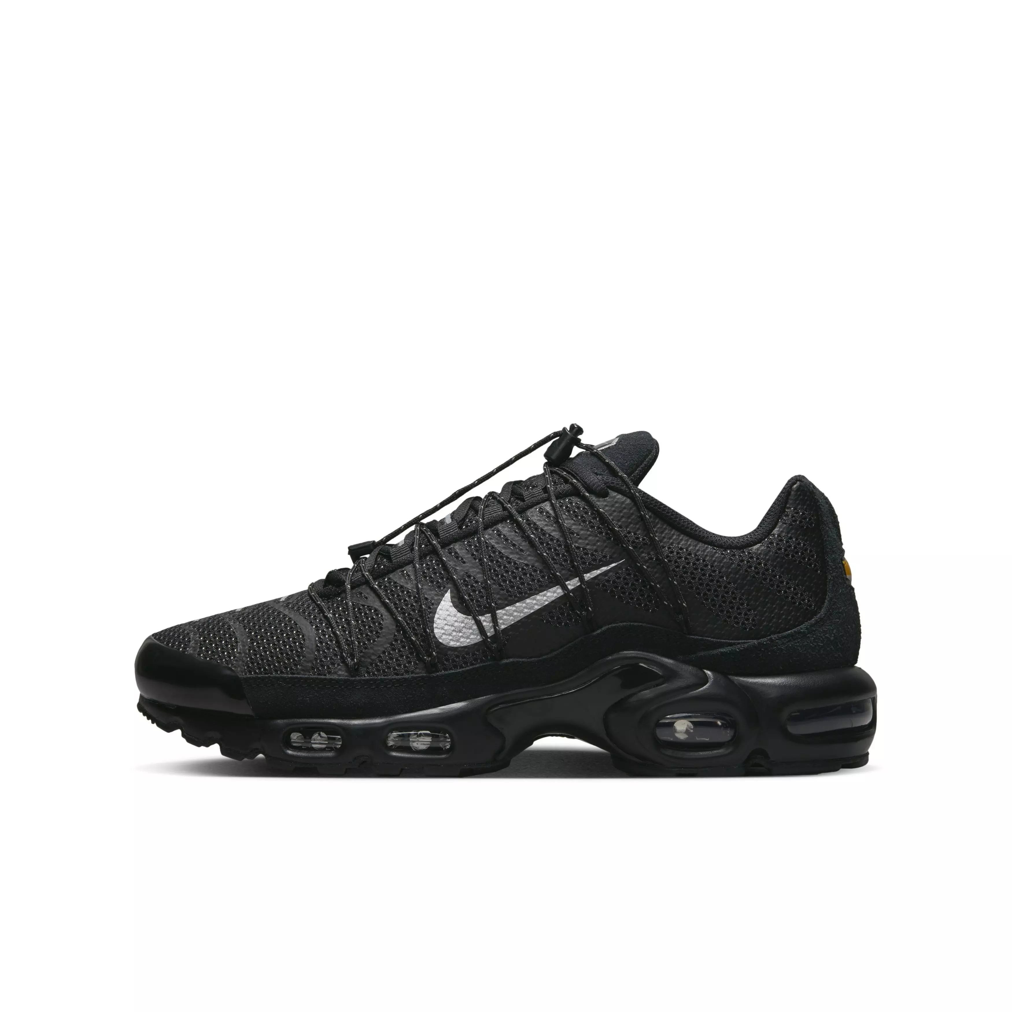 Nike Air Max Plus Utility "Black/Metallic Silver/White" Grade School Boys' Shoe - BLACK/SILVER/WHITE