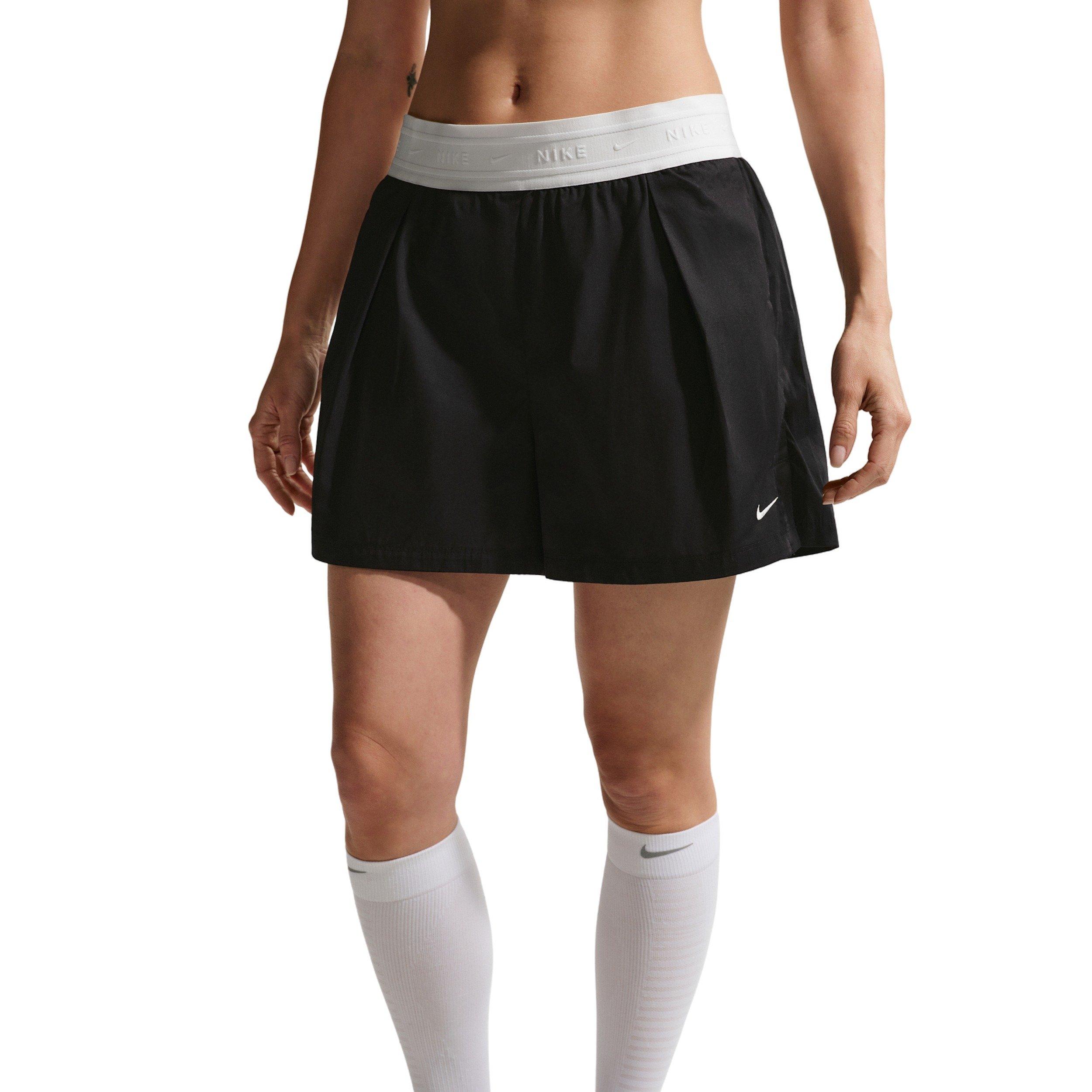 Nike Women's Sportswear Chill Poplin Loose Mid-Rise Shorts - Black/White - BLACK/WHITE Thumbnail View 3