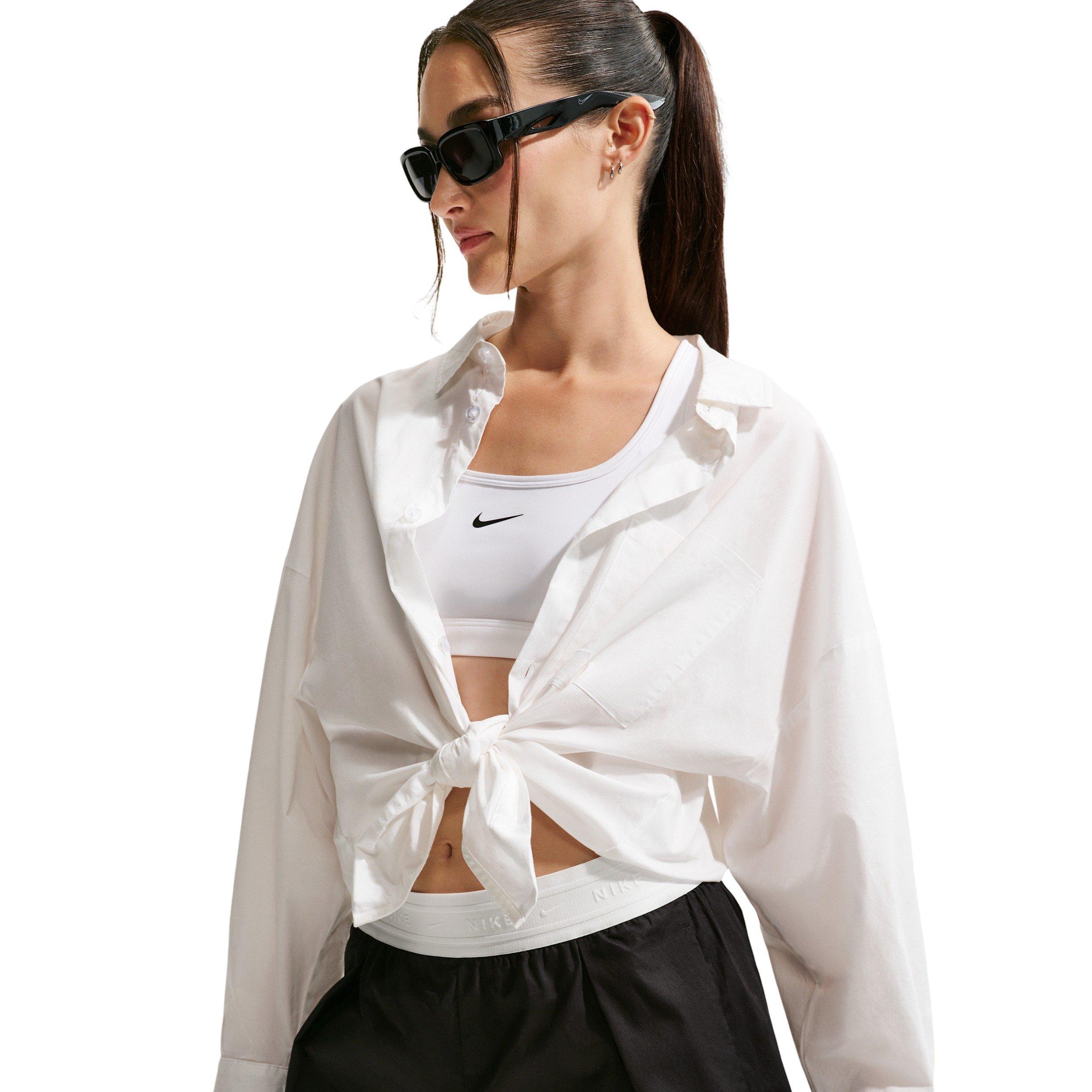 Nike Women's Sportswear Chill Poplin Loose Mid-Rise Shorts - Black/White - BLACK/WHITE Thumbnail View 5