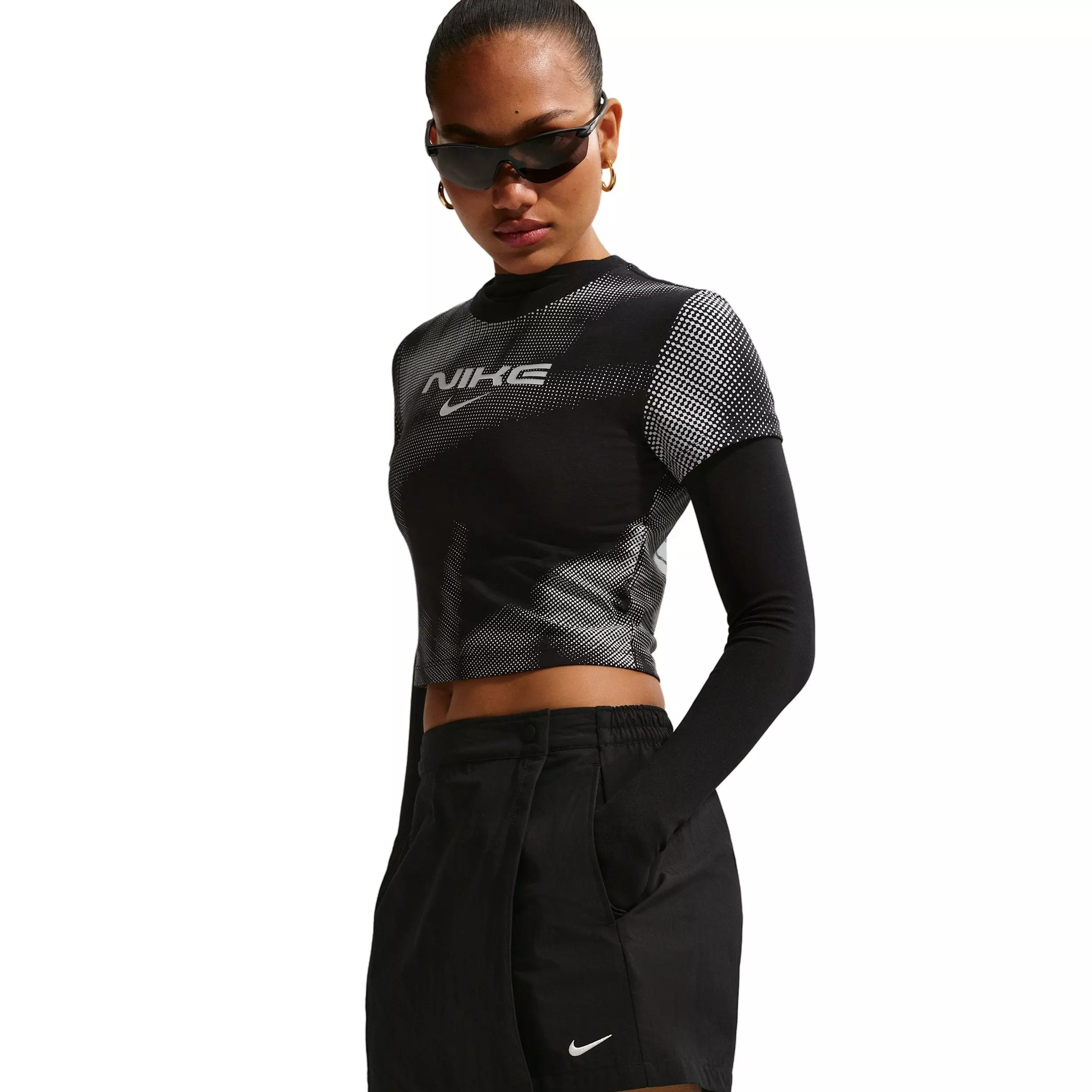 Nike Women's Sportswear Mid-Rise Skort - BLACK/OFF-WHITE