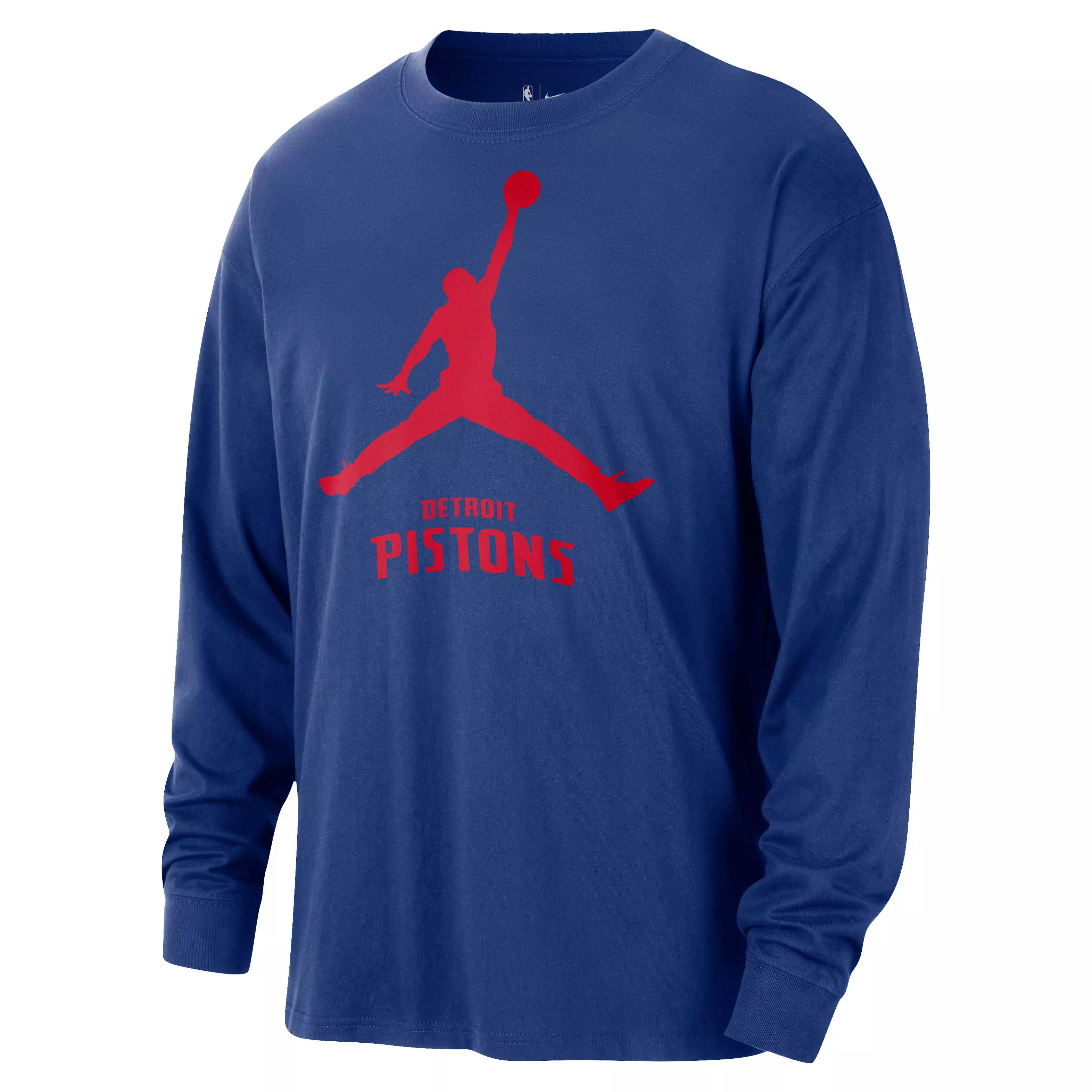 Jordan Men's Detroit Pistons Essential NBA Long-Sleeve T-Shirt - Blue - BLUE