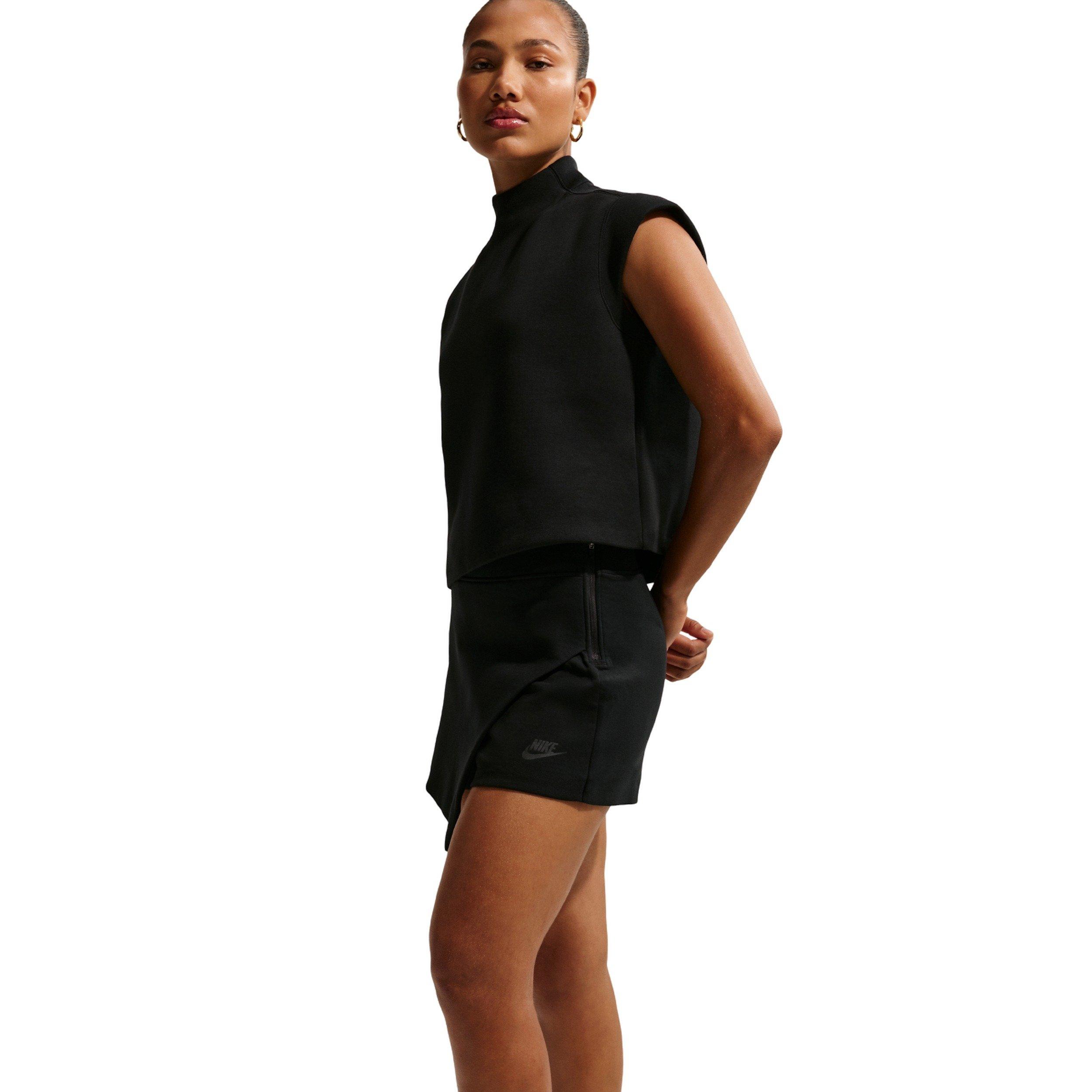 Nike Women's Sportswear Tech Fleece Mid-Rise Skort - BLACK Thumbnail View 5